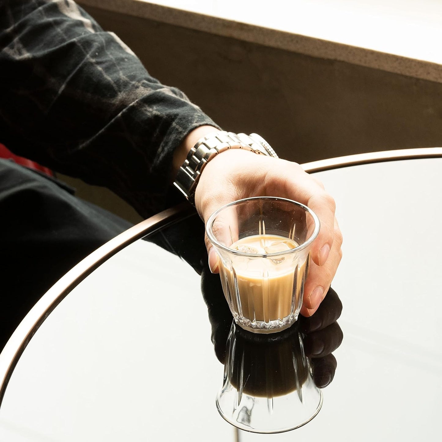 Espresso Cups Set of 2 Clear Glass Cups 3oz for Coffee/Milk, Coffee Mugs Insulated Shot Glasses Regular Espresso Accessories in Kitchen/Office/Bar, Easy to Clean (3oz-2 Pack)