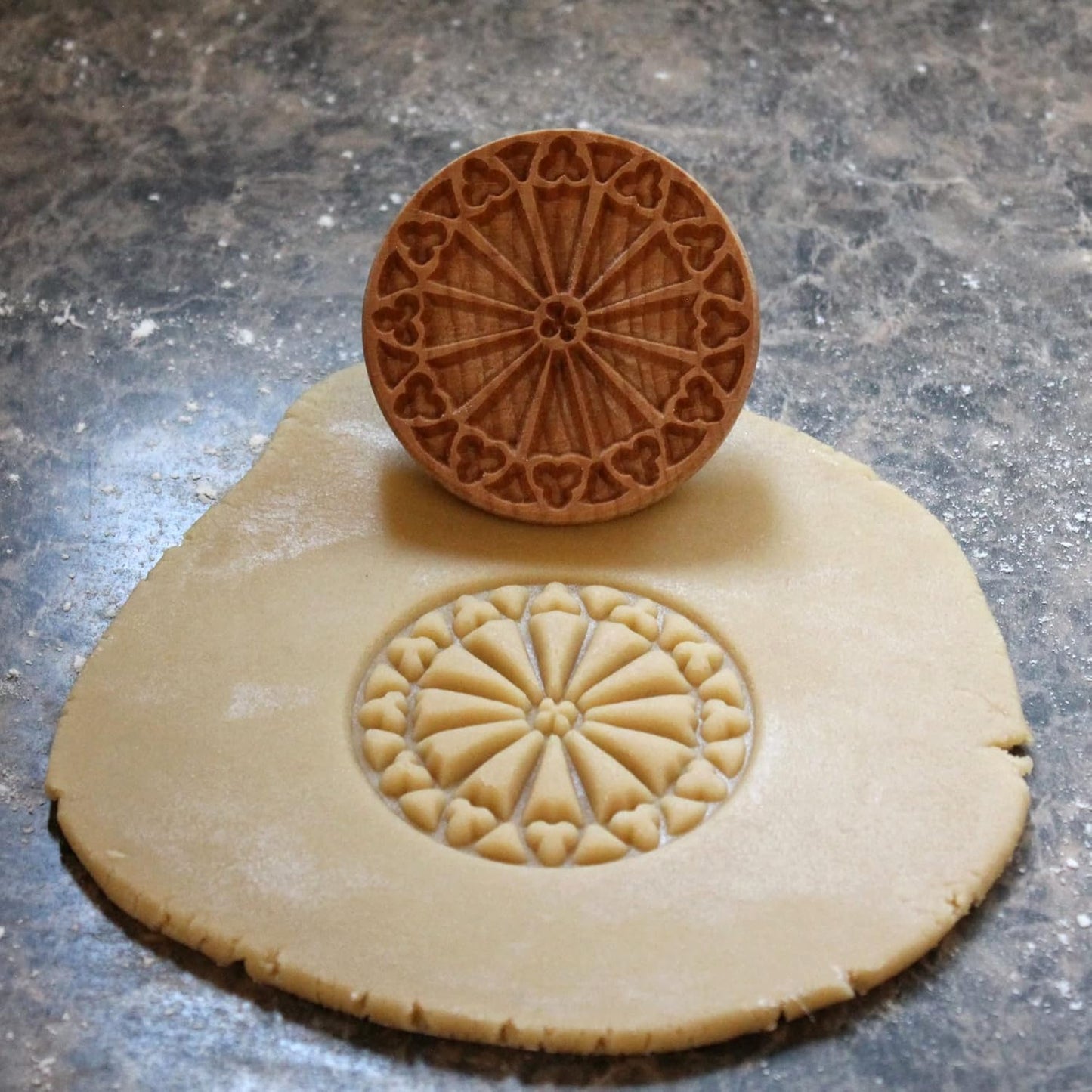 Wood Cookie Stamp, 2.5 Inch (Rose Window CS-003)
