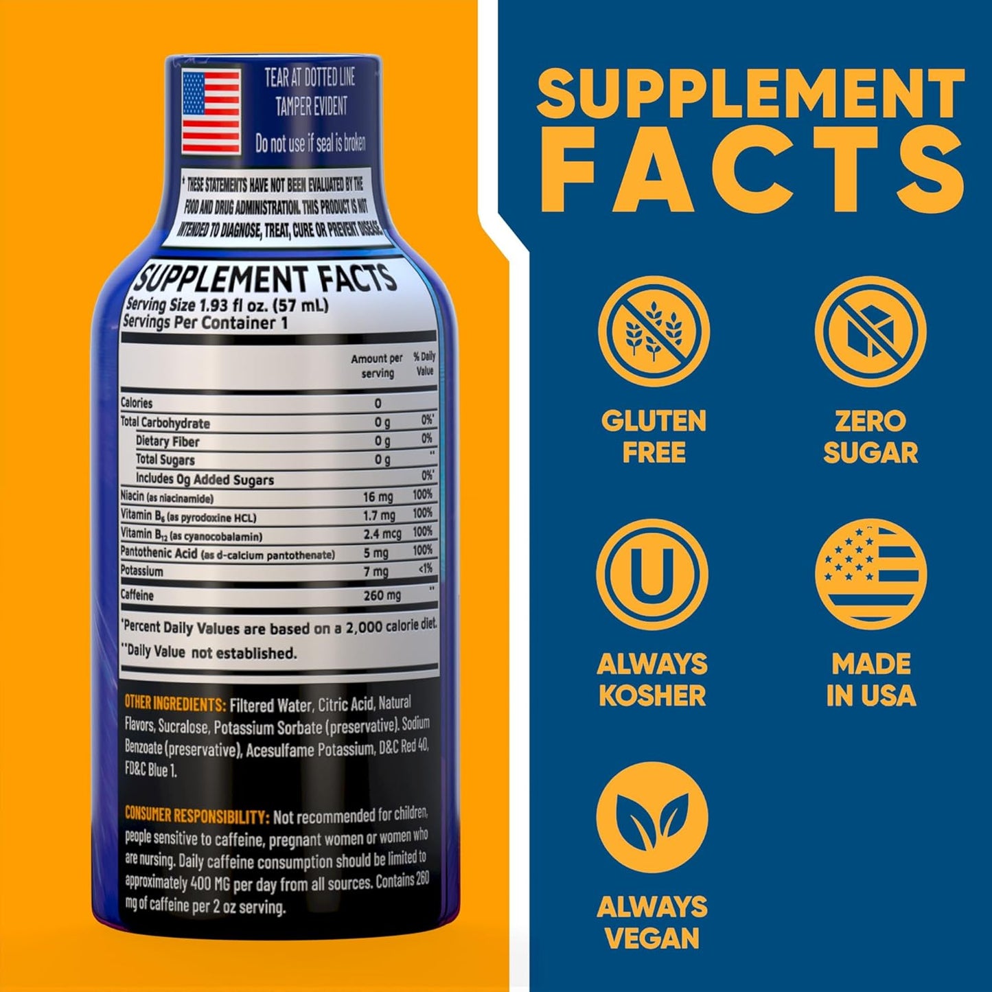 B12 Overload Extra Strength Energy Shot – Mixed Berry – 260mg Caffeine, 14000% B12, Electrolytes – Energy & Vitality Support – Zero Sugar No Calories – Vegan, Kosher, Gluten-Free – 1.93 fl oz, 12-Pack