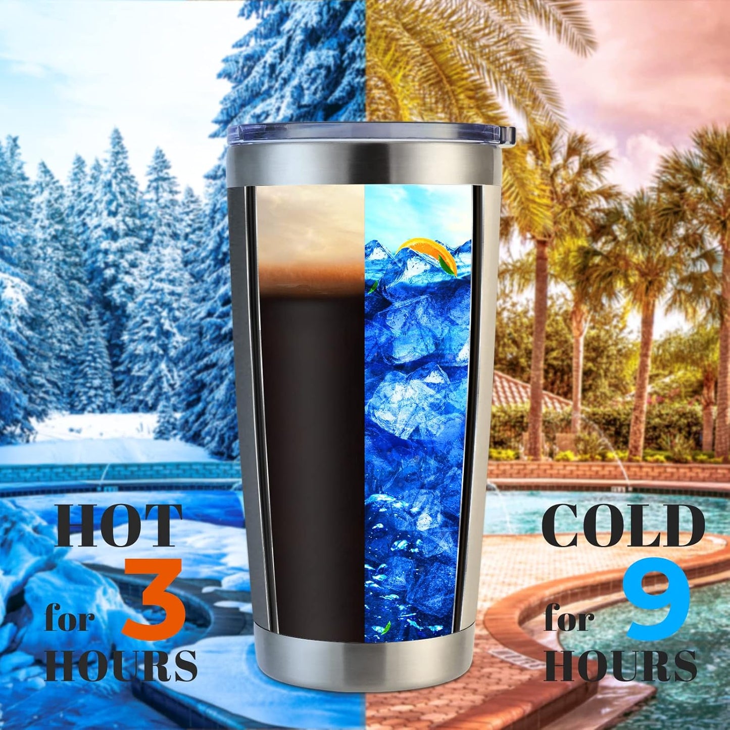 DOMICARE 20oz Stainless Steel Tumbler Bulk with Lid, Double Wall Vacuum Insulated Travel Mug, Powder Coated Coffee Cup, Stainless Steel, 4 Pack