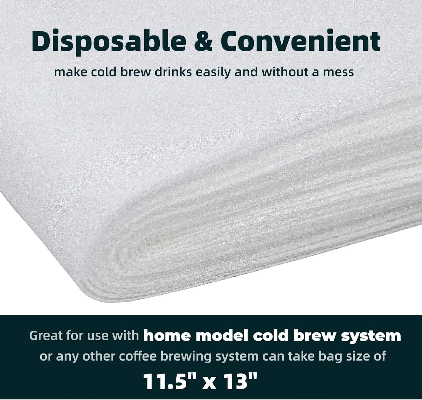 CELLENOMC Cold Brew Coffee Filter Bags - 100 Pack Cold Brew System Home Model Filter Bags 11.5'' x 13'' Compatible for Toddy Cold Brew Coffee Maker Natural Sturdy Disposable Home Cold Brew Filter Bags