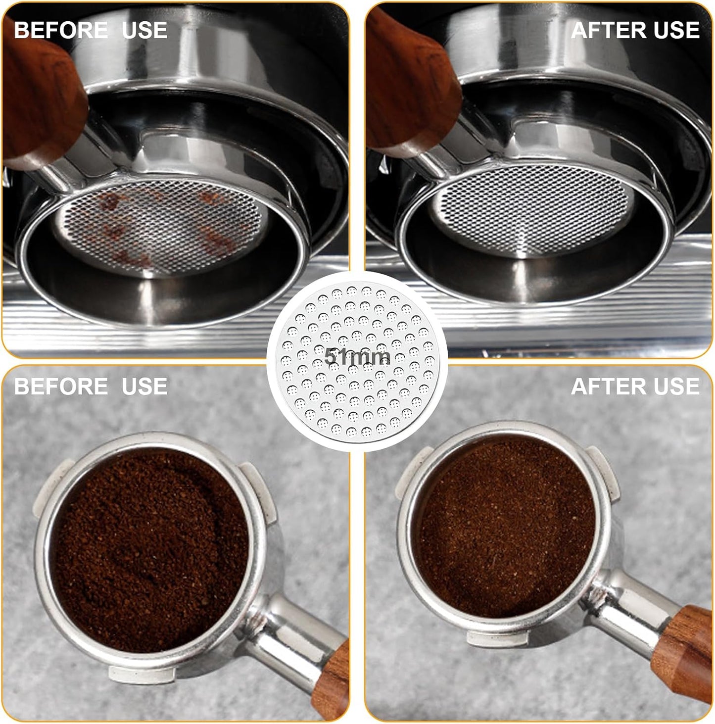 Coffee Espresso Tamper 51mm with WDT Tool Calibrated Spring Loaded,wdt tool espresso and Silicone Tamper Mat,Dosing funnel and coffee puck screen,Black espresso accessories Tool,12 replacement needles