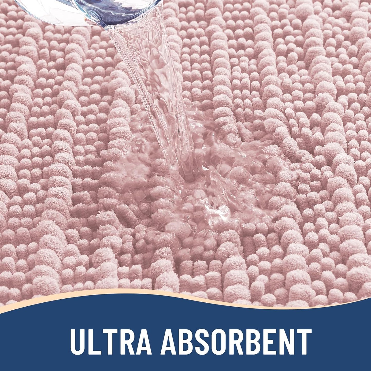 Arotive Luxury Chenille Bathroom Rug Mat, Extra Soft Thick Absorbent Shaggy Bath Rugs, Non-Slip Machine Wash Dry, Plush Bath Mats for Bathroom, Shower and Tub, 34x21, Dirty Pink