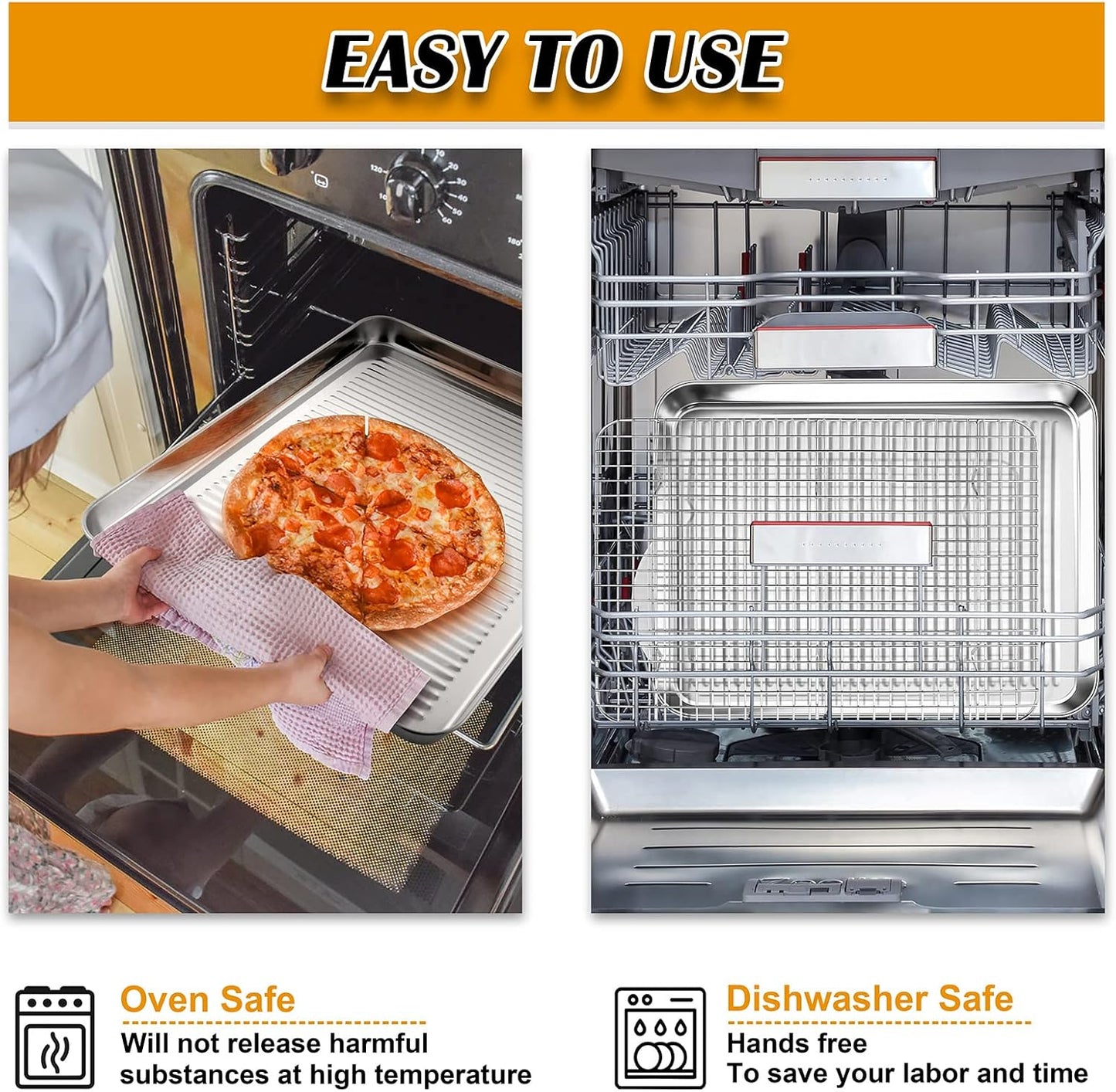 P&P CHEF Baking Oven Pan with Wire Rack, Stainless Steel Baking Oven Sheet Tray, Bacon Pan and Cooling Rack for Cooking Roasting Cookie, Dishwasher Safe & Easy Clean, 16 x 12 x 1 Inch