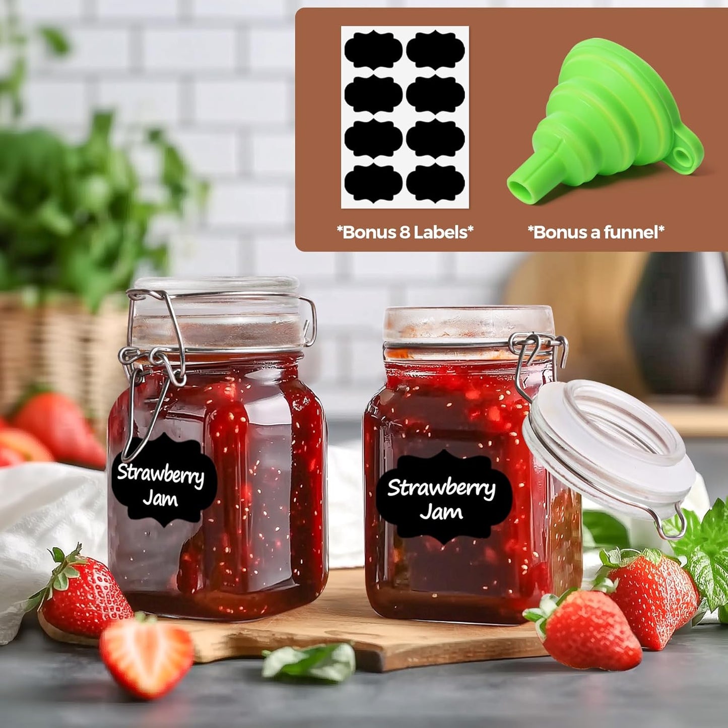 ComSaf Small Glass Jars with Airtight Lid Set of 12, Spice Jars 8 oz, Mason Jars 8 oz, Small Canning Jar, 8oz Jars with Lids for Kitchen, Jam, Jelly, Honey, Dessert, Salad, Shower Wedding Favors