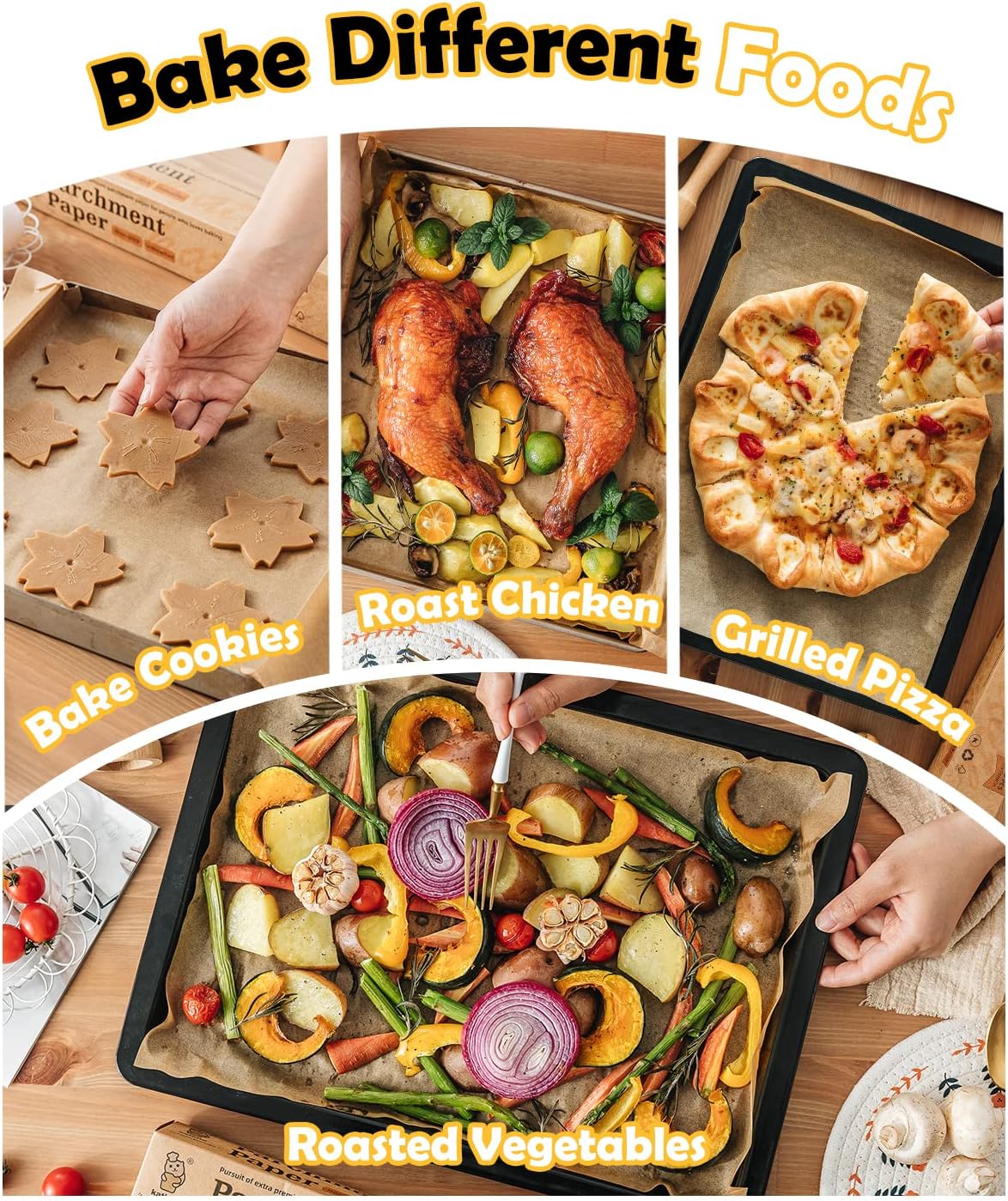 Katbite 200Pcs 18x26 inches Parchment Paper Sheets, Heavy Duty Unbleached Baking Paper, Pre-cut and Oil Proof Perfect for Steaming Cooking Bread Cake & Wrapping Foods