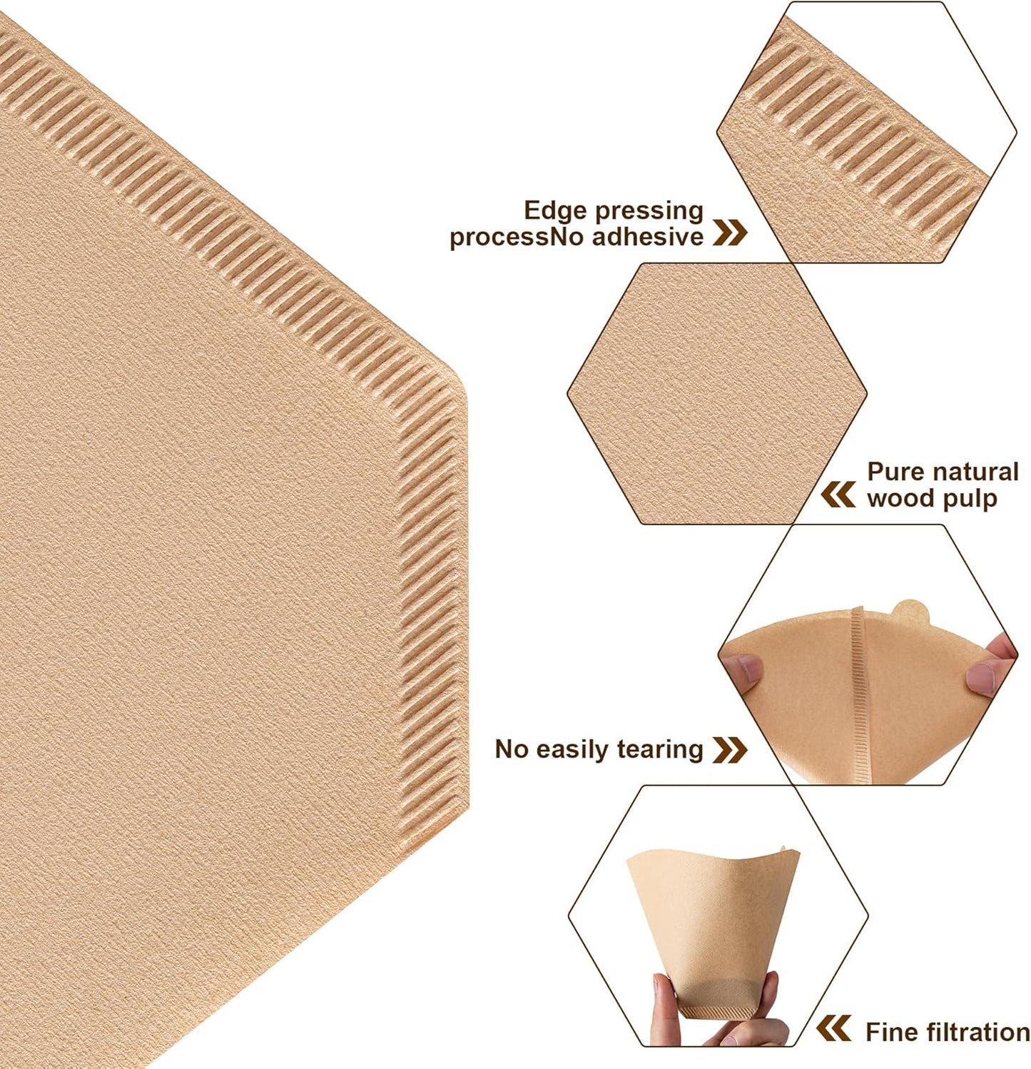 Coffee Filters, #4 Cone Coffee Filter 100 Count, Unbleached Natural Paper Filter 8-12 Cup, Disposable for Pour Over and Drip Coffee Maker