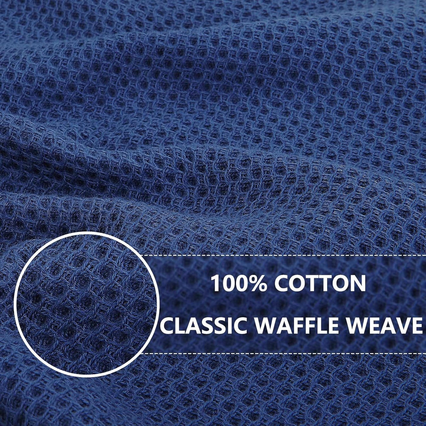 Homaxy 100% Cotton Waffle Weave Kitchen Dish Towels, Ultra Soft Absorbent Quick Drying Cleaning Towel, 13 x 28 Inches, 4-Pack, Navy Blue