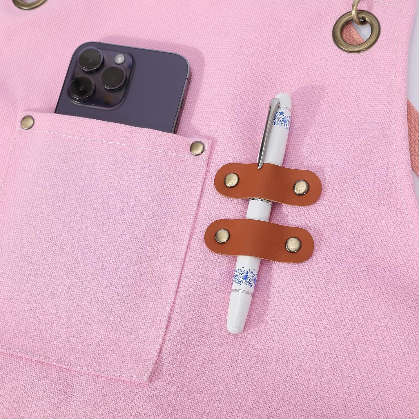 AFUN Chef Aprons for Men Women with Large Pockets, Cotton Canvas Cross Back Heavy Duty Adjustable Work Apron, Size M to XXL (Lightpink)