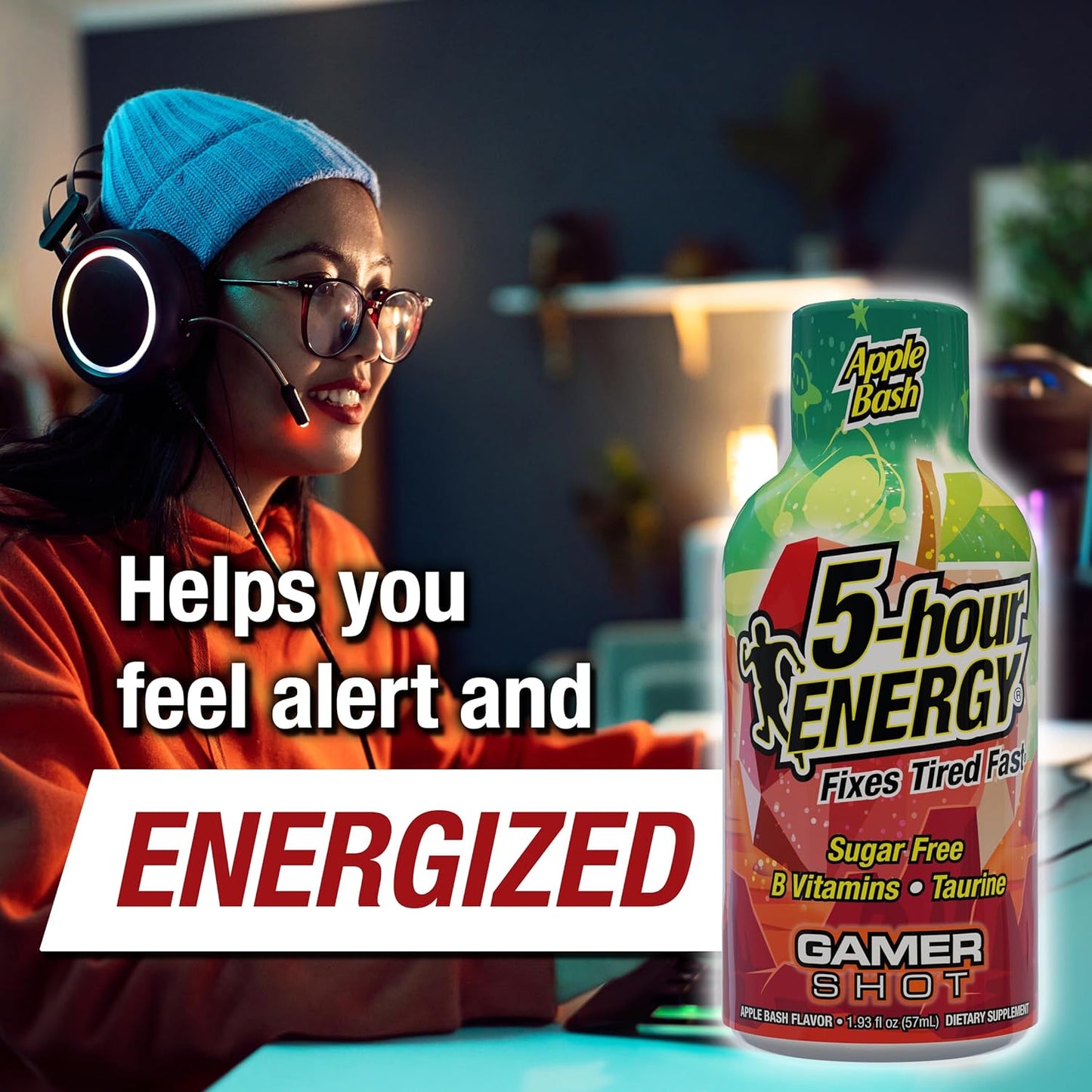 5-Hour Energy Gamer Shots Variety Pack, 30 Count (1.93 fl oz) - Extra Strength Apple Bash, Rocket Raspberry, Pineapple Charge Flavors