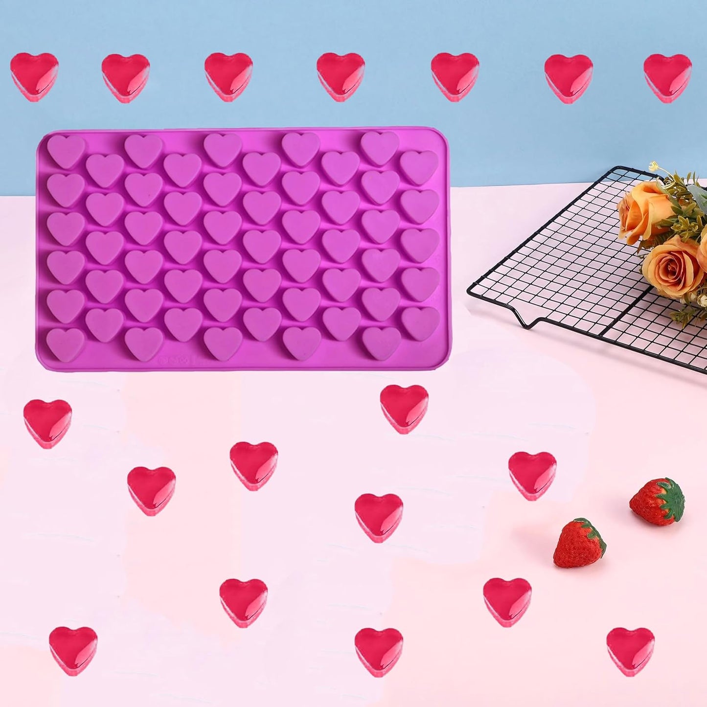 Gummy Candy Molds - 4Pcs Silicone Gummy Hearts Mold for Kids, Non-stick and Bpa Free for Mini Candy Chocolate Gummies Baking