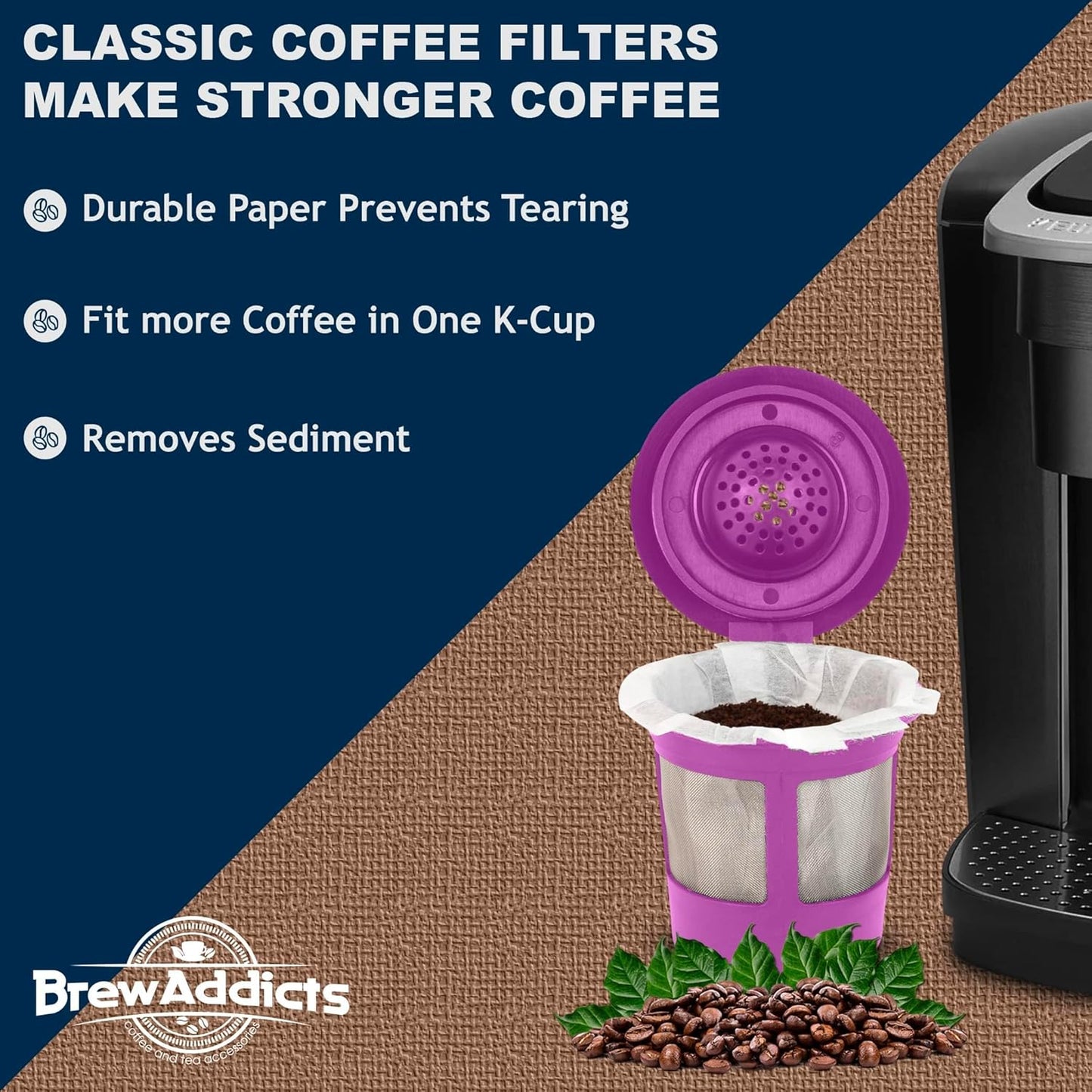 600 Paper Coffee Single-Use Filters for Keurig Brewers and Compatible with K-Cup Pods 1.0 & 2.0 Models, White Classic Design