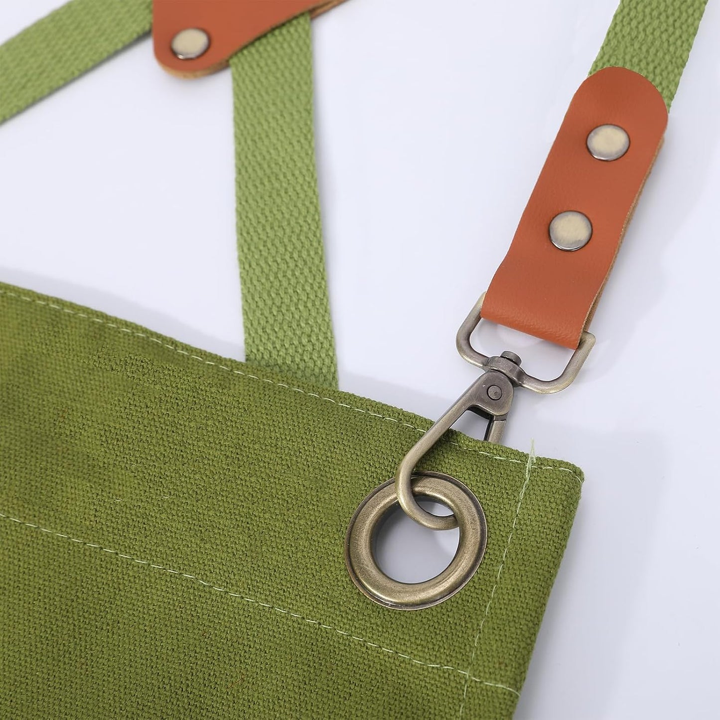 AFUN Chef Aprons for Women Men with Large Pockets, Cotton Canvas Cross Back Water Repellent Work Apron, Size M to XXL (Armygreen)