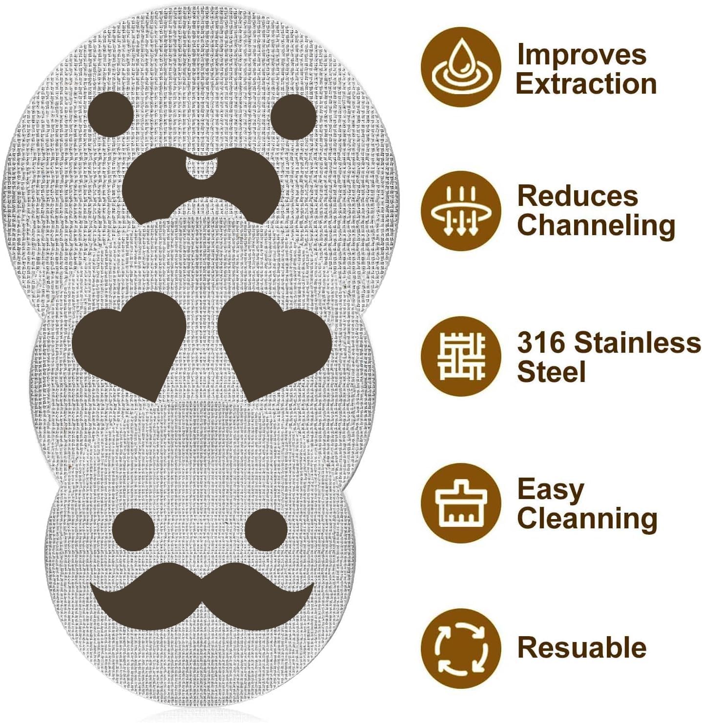 58.5mm Espresso Puck Screen, Lower Shower Screen, Metal Coffee Reusable Filter for 58mm Espresso Portafilter Basket, 1.7 Thickness(Happy)