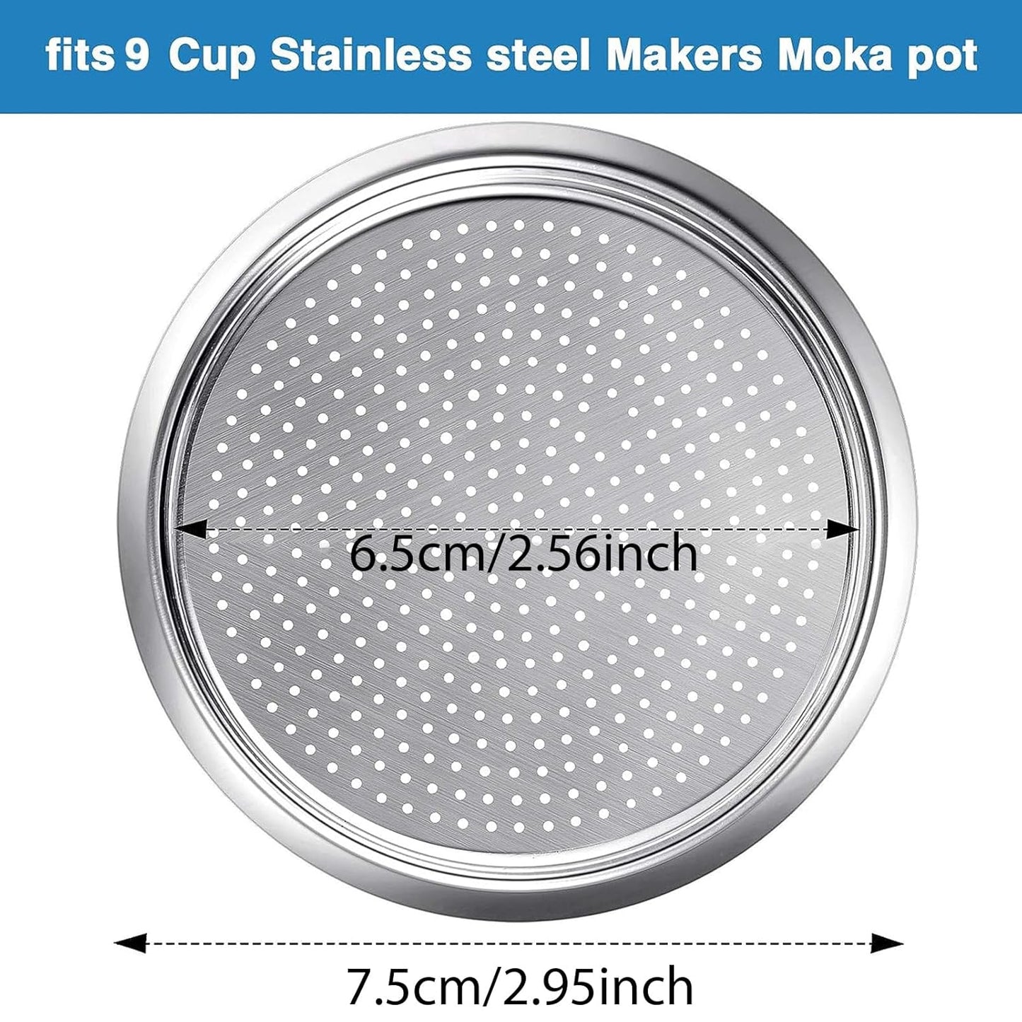 Moka Express Replacement Funnel Kit, 3 Packs Gasket Seals, 1 Stainless Steel Funnel with 1 Pack Stainless Filter (9-Cup)