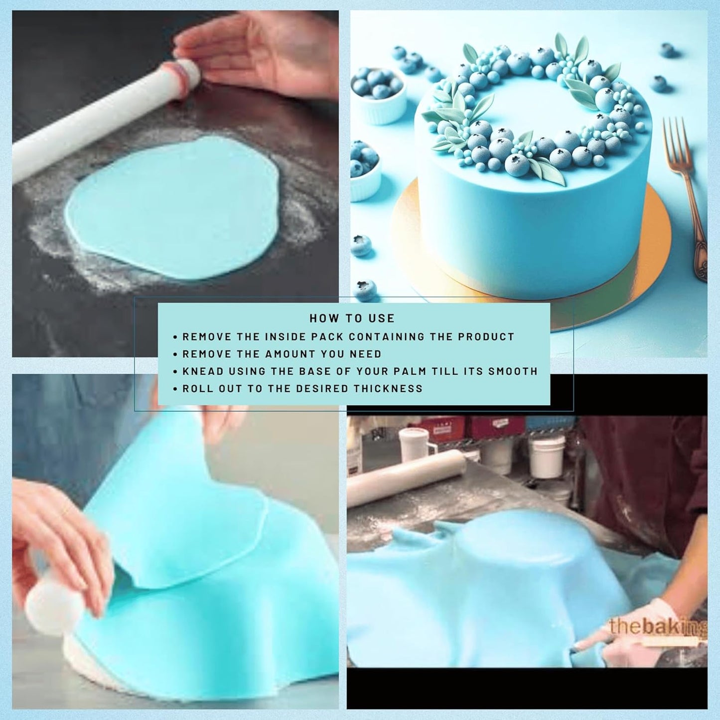 Confect Baby Blue Fondant for Cake Decorating Fondant, Smooth & Ready-to-Use Icing for Christmas Cakes, Cupcakes & Holiday Desserts | Vegan, Gluten-Free, Nut-Free, Palm Oil-Free – 8.8 Oz