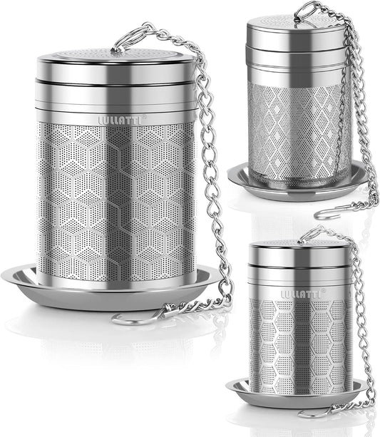 Tea Balls for Loose Tea, (2+1 Pack) 18/8 Stainless Steel Tea Infuser Set, Extra Fine Mesh Tea Strainers for Brew Tea, Spices & Seasonings