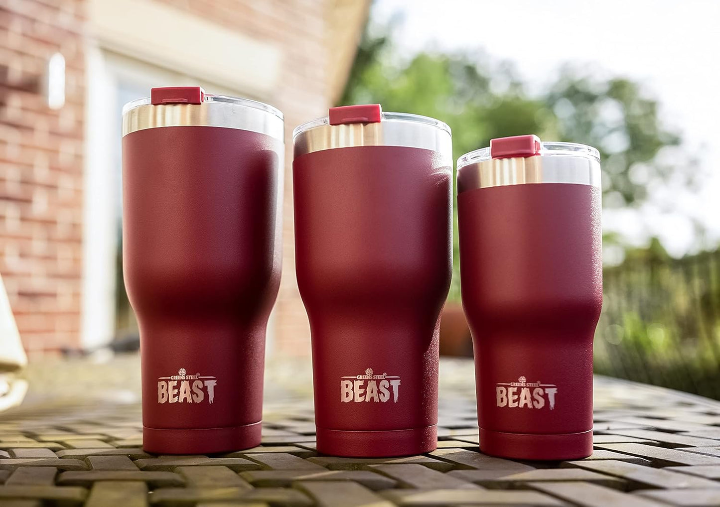 Beast 30 oz Tumbler Stainless Steel Vacuum Insulated Coffee Ice Cup Double Wall Travel Flask (Cranberry Red)