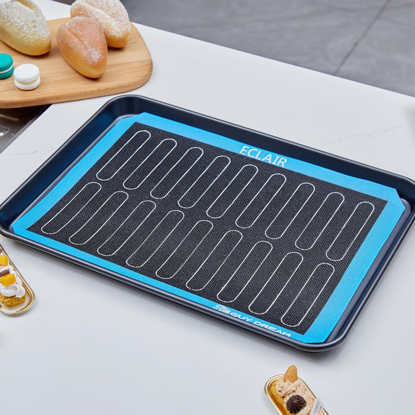 Non-Stick GUY DREAM Perforated Silicone Baking Mat 11-4/5" x 15-3/4" - 2PCs Eclair Mat for Baking - Steaming Mesh For Half Size Cooking Sheet