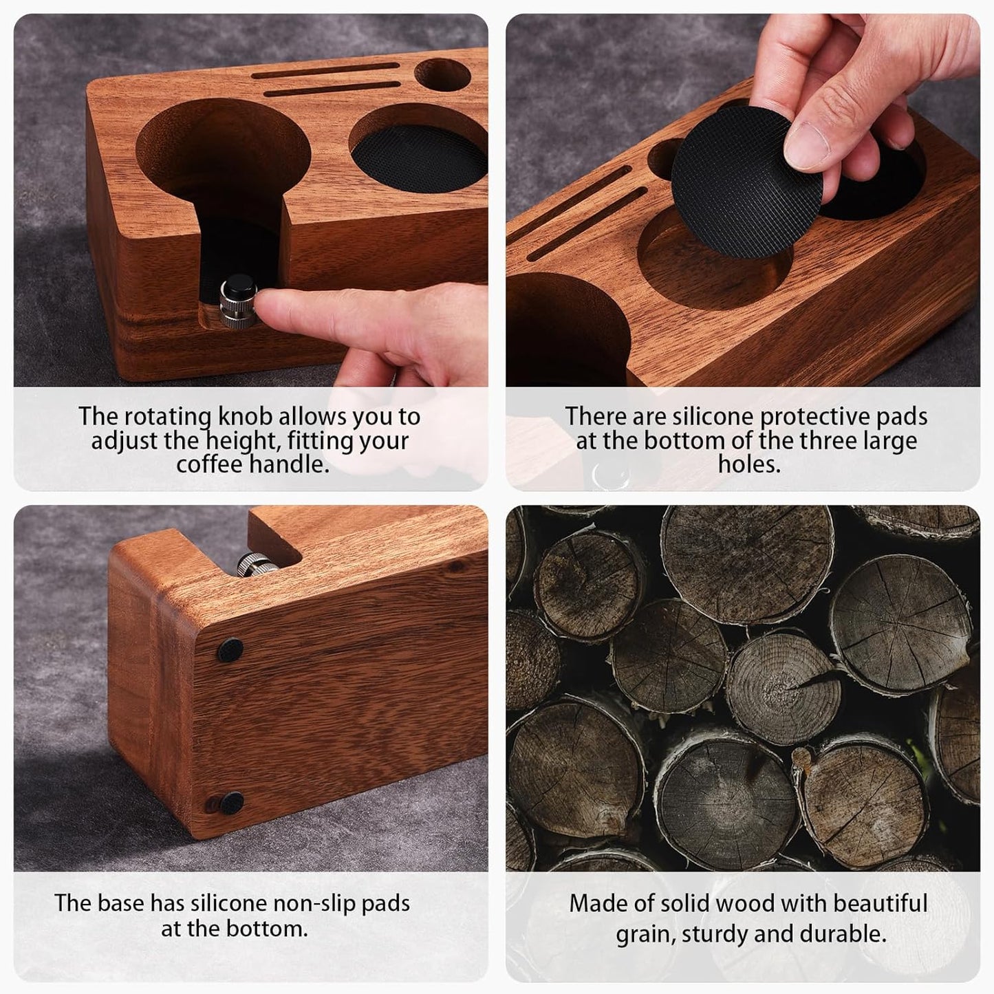 Espresso Tamping Station(51/54MM) Walnut Wood, Espresso Coffee Anti-pressure Pad Stand, Espresso Station,Coffee Tamper Station Organizer for Countertop