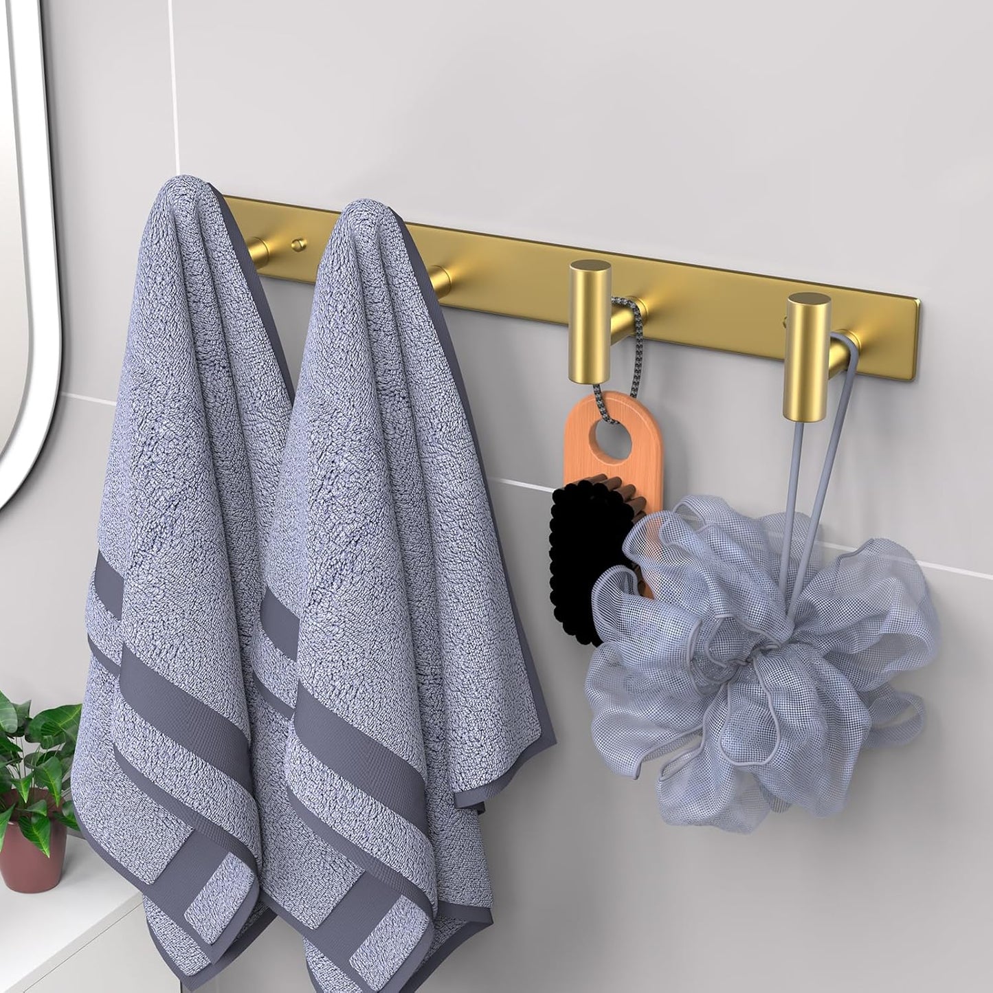 VAEHOLD Hat and Coat Wall Mount Rack - Hooks for Robes, Bags, Keys, and Towels - Bathroom Towel Hanger Organizer (Gold, “T“ Shape 4 Hooks 1 Pack)