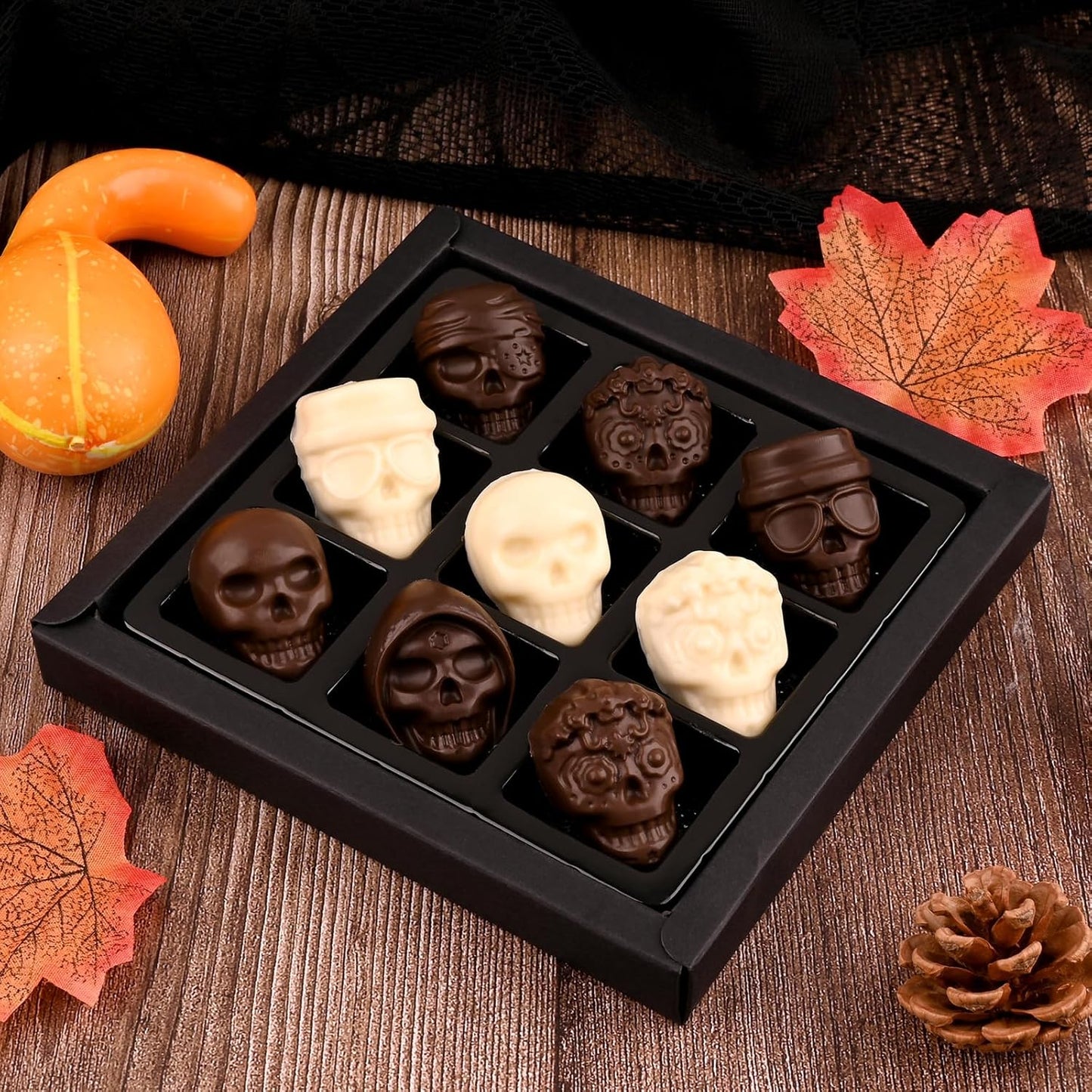 Actvty Skull Chocolate Molds, Halloween Chocolate Candy Molds, 2 Packs 10 Cavity Skull Silicone Molds with 5 Different Designs for Making Chocolate, Candy, Gummy, Jello, Cake Decor, Wax Melts