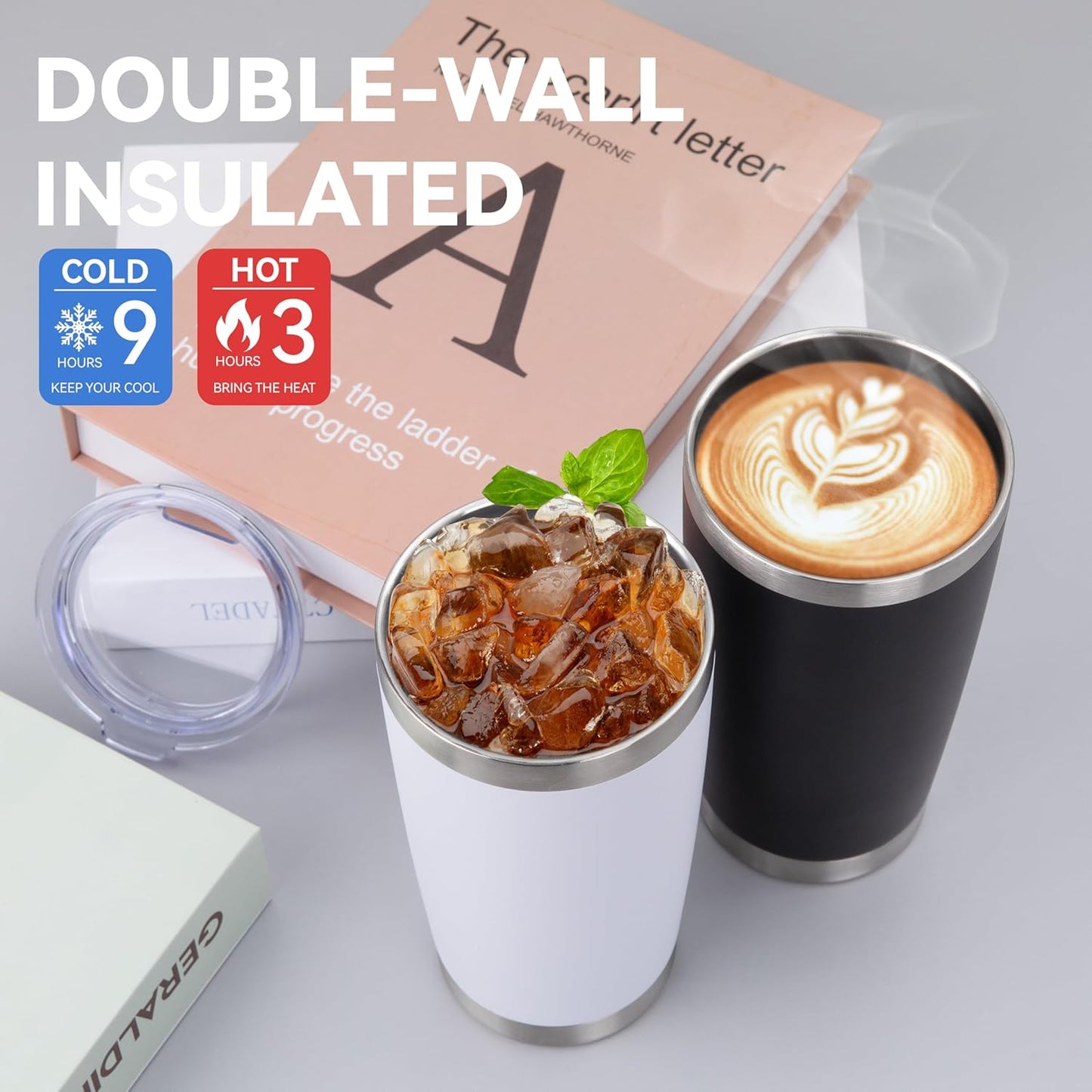 HASLE OUTFITTERS 20oz Stainless Steel Tumblers Bulk, Insulated Travel Cup with Lid, Double Wall Vacuum Coffee Mug for Cold & Hot Drinks 12 Pack, Light Pink