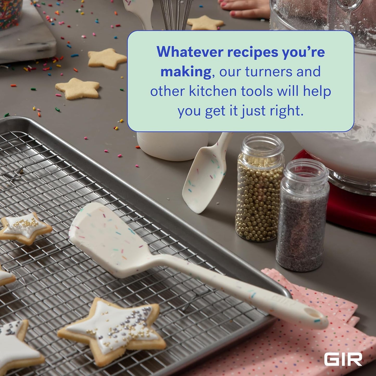 GIR: Get It Right Silicone Spatula Turner - Mini 11 In Sprinkles - Seamless One-Piece Nonstick Heat-Resistant Rubber Spatula for Cooking & Baking - Dishwasher-Friendly Kitchen Utensil