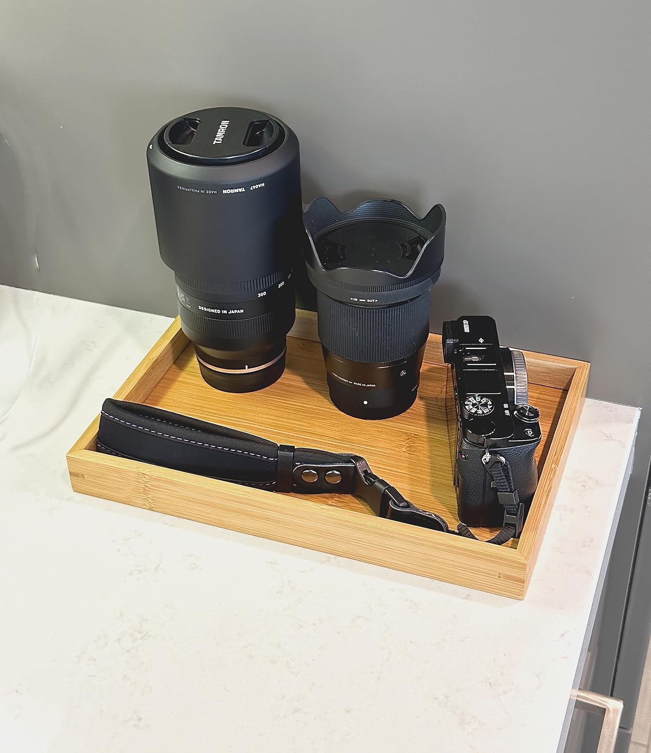 Bam & Boo (2-Pack) Natural Bamboo Rectangle Serving & Vanity Tray - for Kitchen, Bathroom, Countertop, Coffee Table (11" x 7.5" x 1.2")