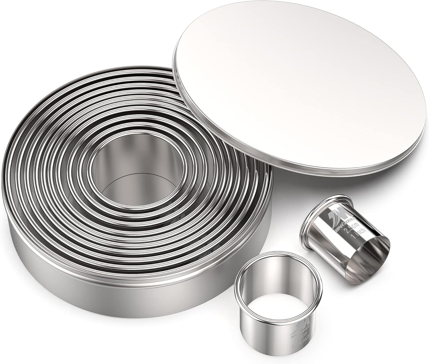 Round Cookie Biscuit Cutter Set 12 Pieces Graduated Circle Pastry Cutters 18/8 Stainless Steel Cookie Cutters1inch - 4 1/2inch Donut Cutter Ring Molds