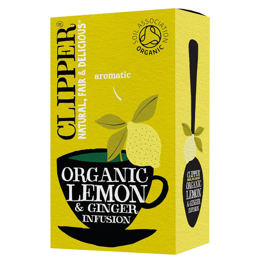 Clipper Tea Lemon & Ginger Teabags – Caffeine Free, USDA Organic, Great Hot or Iced – Aromatic, Natural, Fair & Delicious – 20 Tea Bags