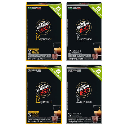 Caffe Vergnano 1882 Napoli & Intenso 10 Capsules Strong 4 Pack