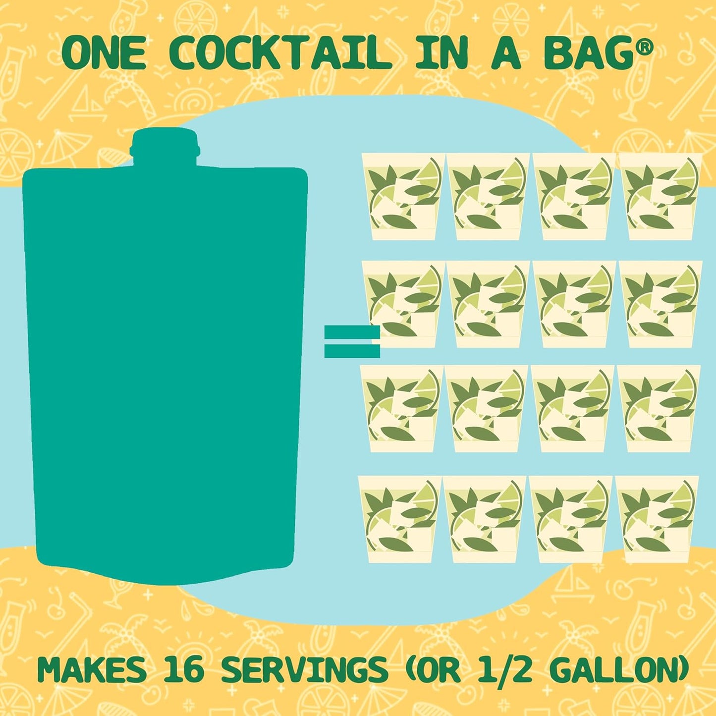 Lt. Blender's Mojito in a Bag - Each Bag Makes 1/2 Gallon of Frozen Cocktails – Non-GMO Cocktail Mix for Slushies – Make a Cocktail, Wine Slushie or Mocktail - (Pack of 3)