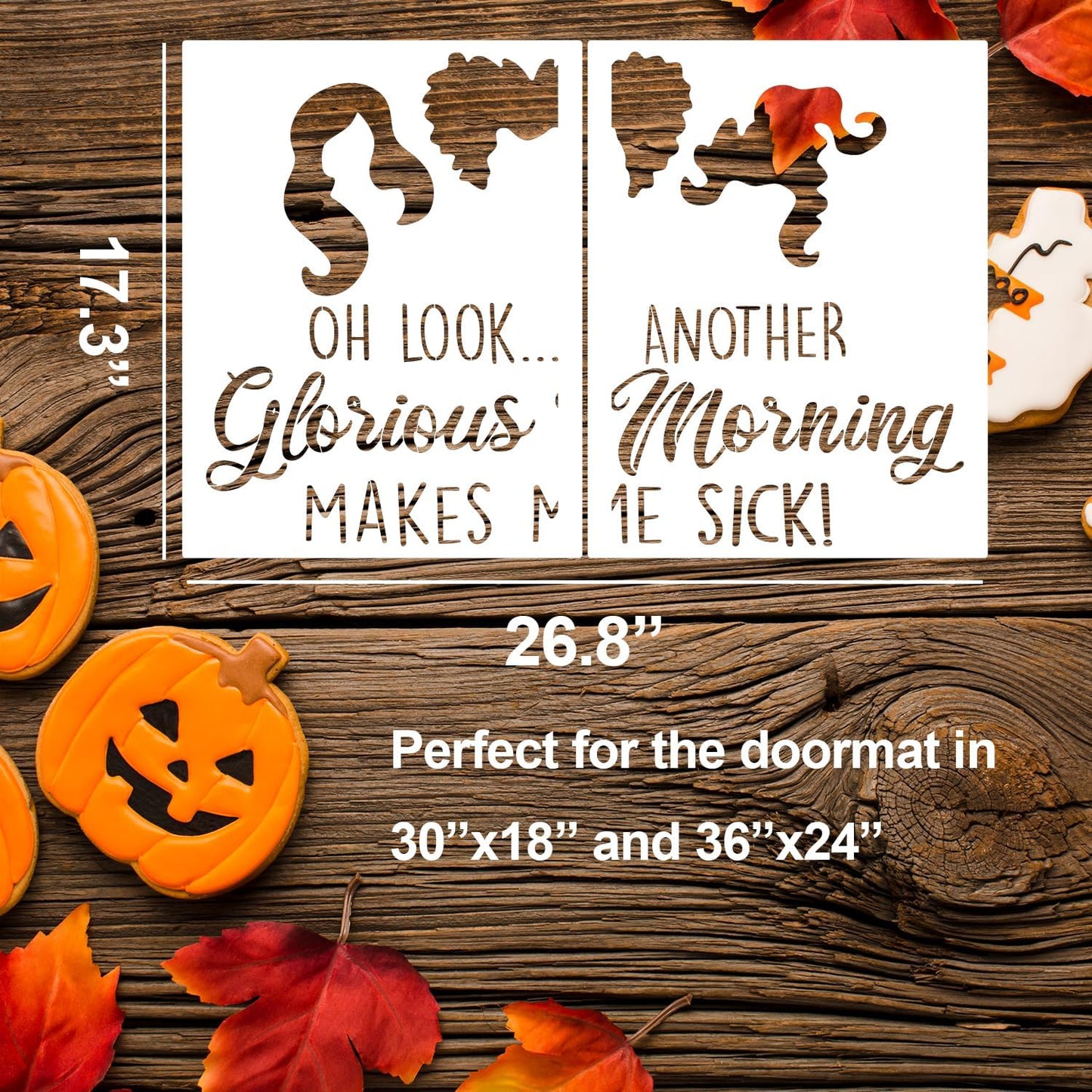 Halloween Stencils for Door Mats Large Halloween Doormat Stencils Reusable Ghost Pumpkin Sanderson Sisters Draw Templates for Wood Doormat Fabrics DIY Crafts Decor