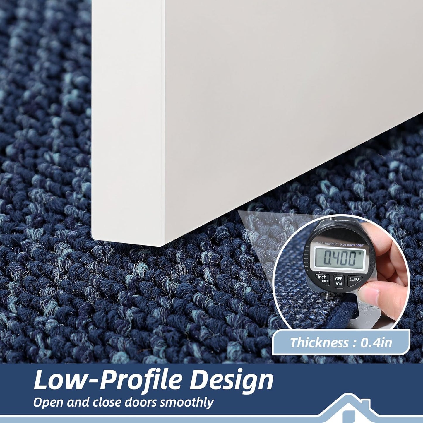 BEQHAUSE Dirt Trapper Door Mat 24" x 36", Non-Slip Washable Doormats Entrance Mat, Dirt Resistant and Absorbent Welcome Mat, Low Profile Floor Mats for Front Back Door and Entryway, Blue