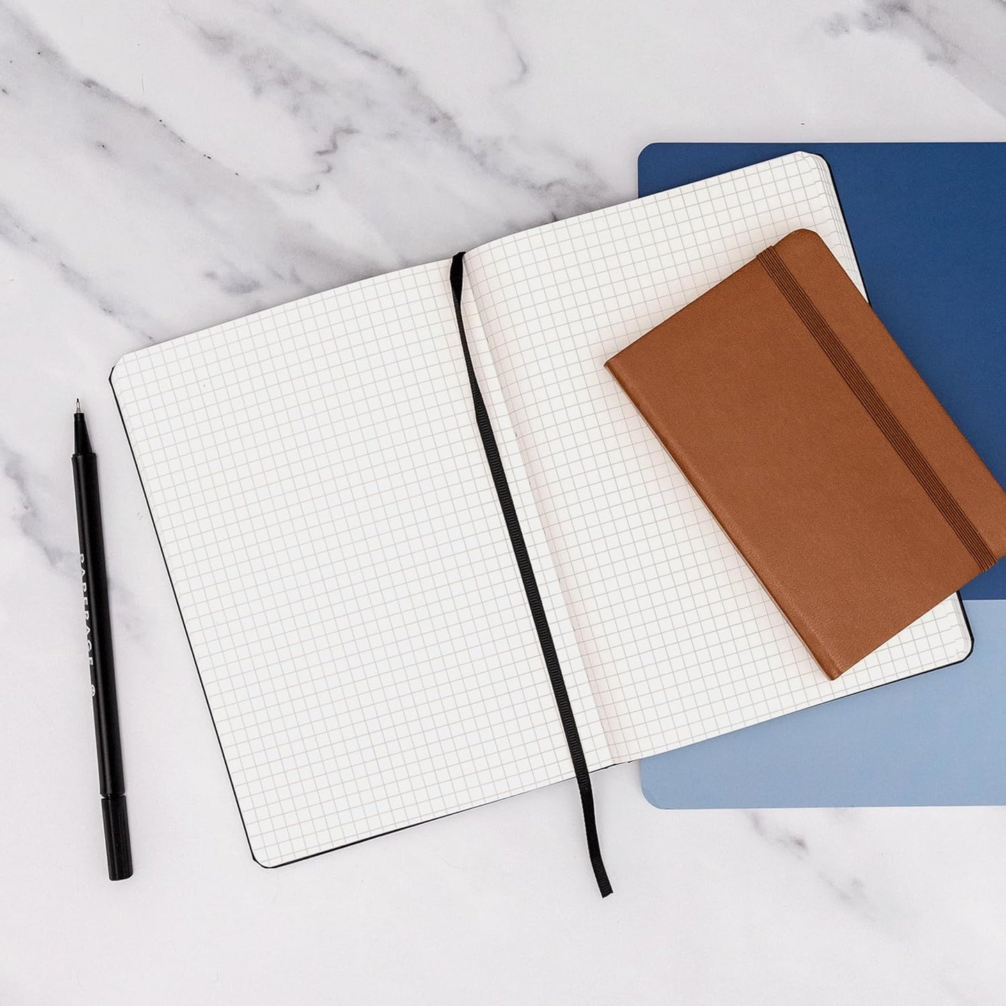 PAPERAGE Graph Paper Journal Notebook, (Cognac), 160 Pages, Medium 5.6 in x 8 in - 100 GSM Thick Paper – Hardcover Grid Notebook for Work or School