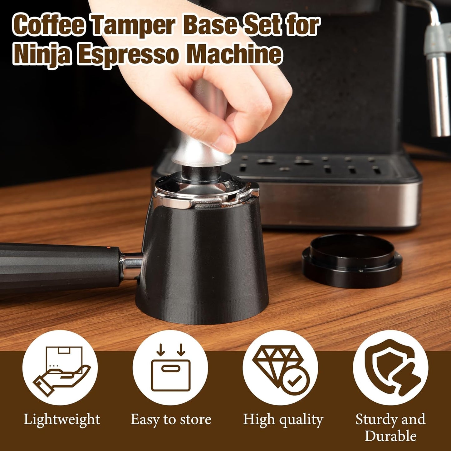 Coffee Tamper Base for Ninja Luxe Cafe Espresso ES601, Portafilter Holder Tamp Station and Coffee Powder Dosing Rings Funnel for Ninja Cafe Accessories, Sturdy Non-slip for Home Espresso Coffee
