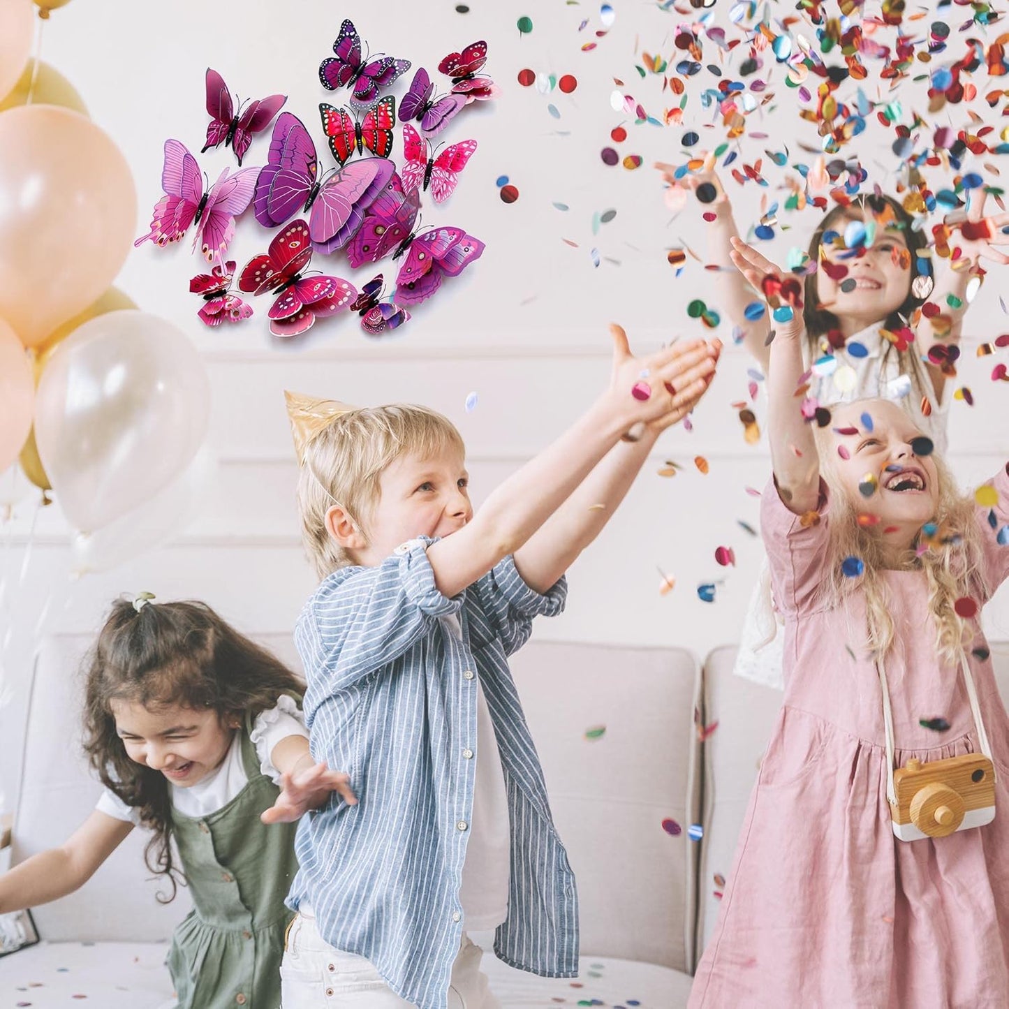 Butterfly Wall Decor 24/48 PCS, 3D Butterflies Stickers for Party Decorations with Magnets(Purple, 24)