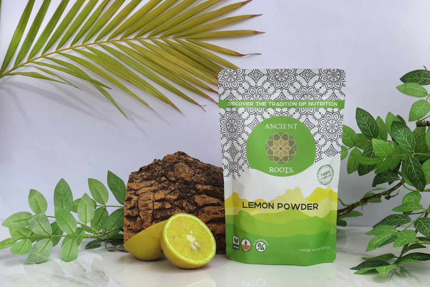 Ancient Roots Lemon Powder - Freeze-Dried, All-natural, No Sugar Added, Pure Citrus Fruit Powder, Natural Electrolyte, Good for Lemonades and Cocktails, Resealable Pouch - 10.5 ounces (75 servings)