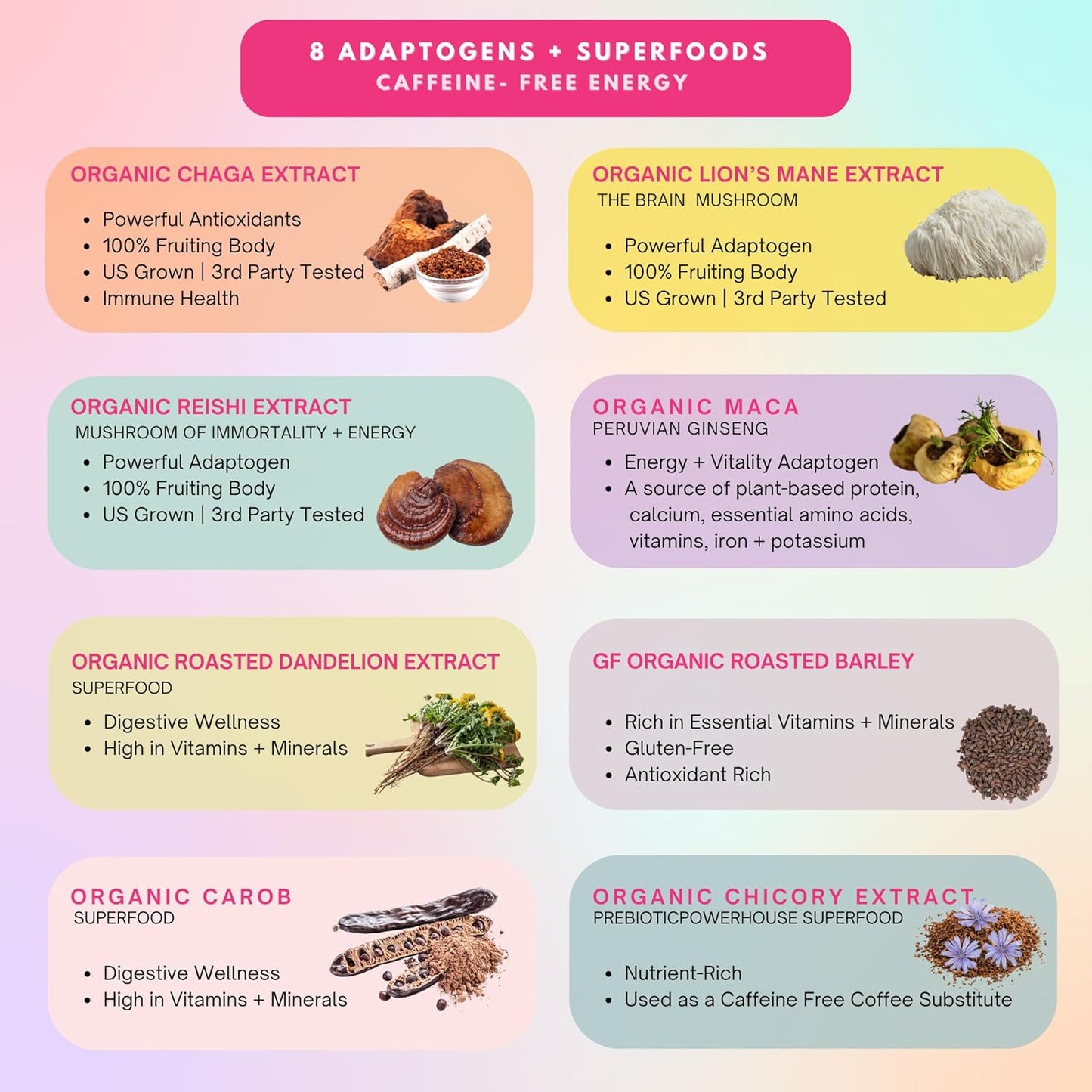 Eleven TLC, Shroomie Master Mind Mushroom Coffee Alternative, 7 Superfoods, Chaga, Reishi + Lion's Mane, Dandy Blend, Energy, Focus, 63 Servings