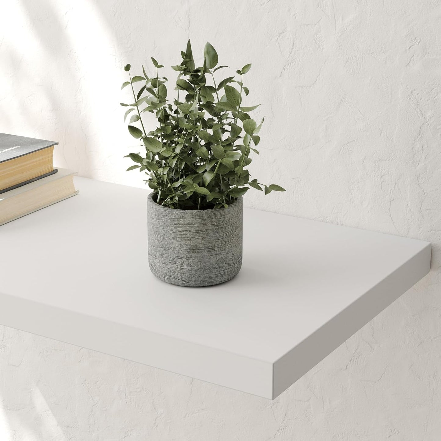 Wall Shelf Set of 3, White Floating Shelves 24 in W x 10 in D x 1 in H, Wooden Floating Wall Shelf with Invisible Brackets for Living Room/Bedroom/Bathroom/Kitchen Storage and Decor