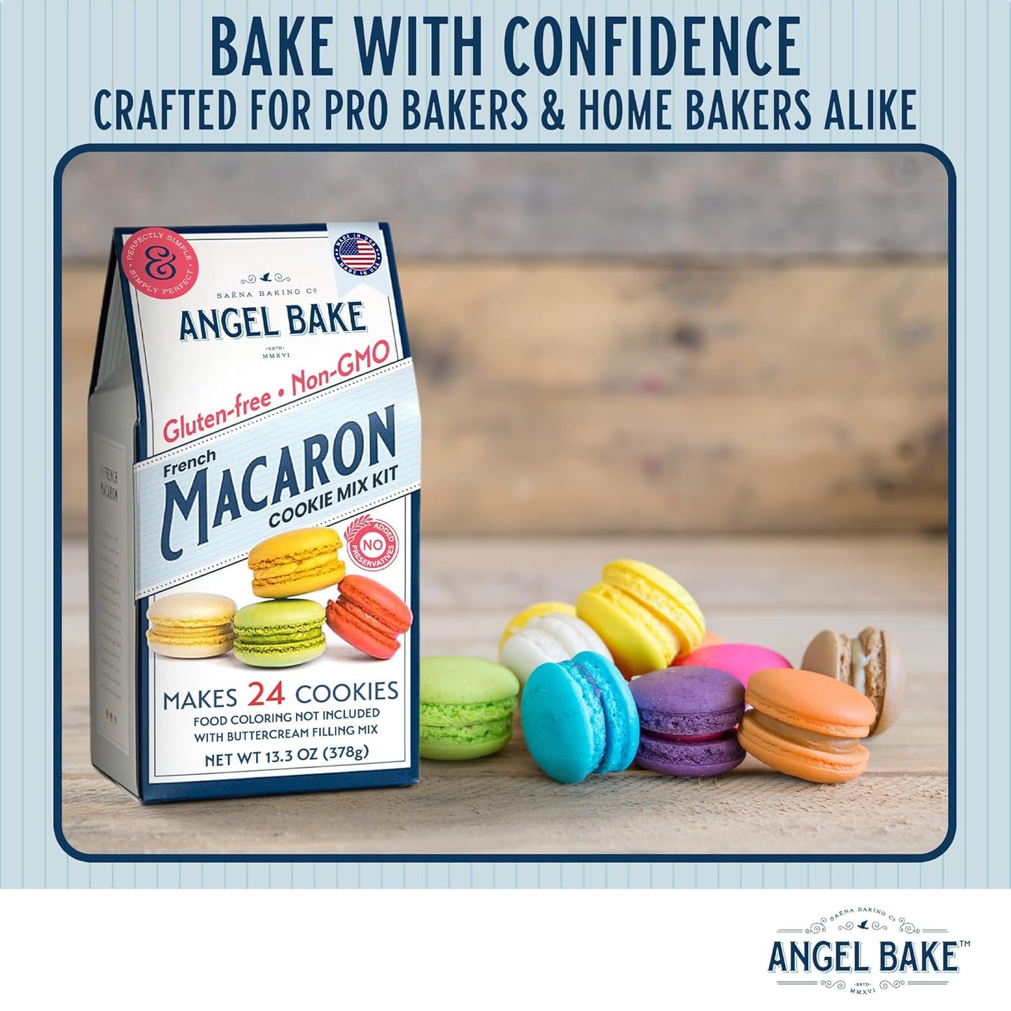 French Macaron Baking Mix Kit with Swiss Buttercream Filling - Makes 48 Shells Depends on Pastry Size - Gluten-Free and Delicious Pastries - Single Step - Perfect for Beginners & Expert Bakers