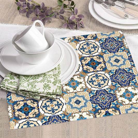 Colorful Moroccan Dish Drying Mat, Highly Absorbent Microfiber Kitchen Counter Pad Reusable Washable, 16*18"