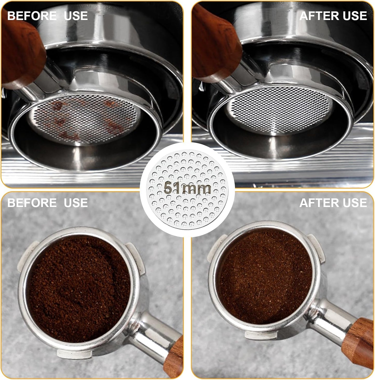 51mm Espresso Accessories Kit,Wdt Tool Espresso,Solid Espresso Tamper,Coffee Puck Screen and Dosing Funnel,Silicone Tamper Mat,0.4mm Stainless Steel 6pin Espresso Stirrer,Barista Tools Espresso Kit