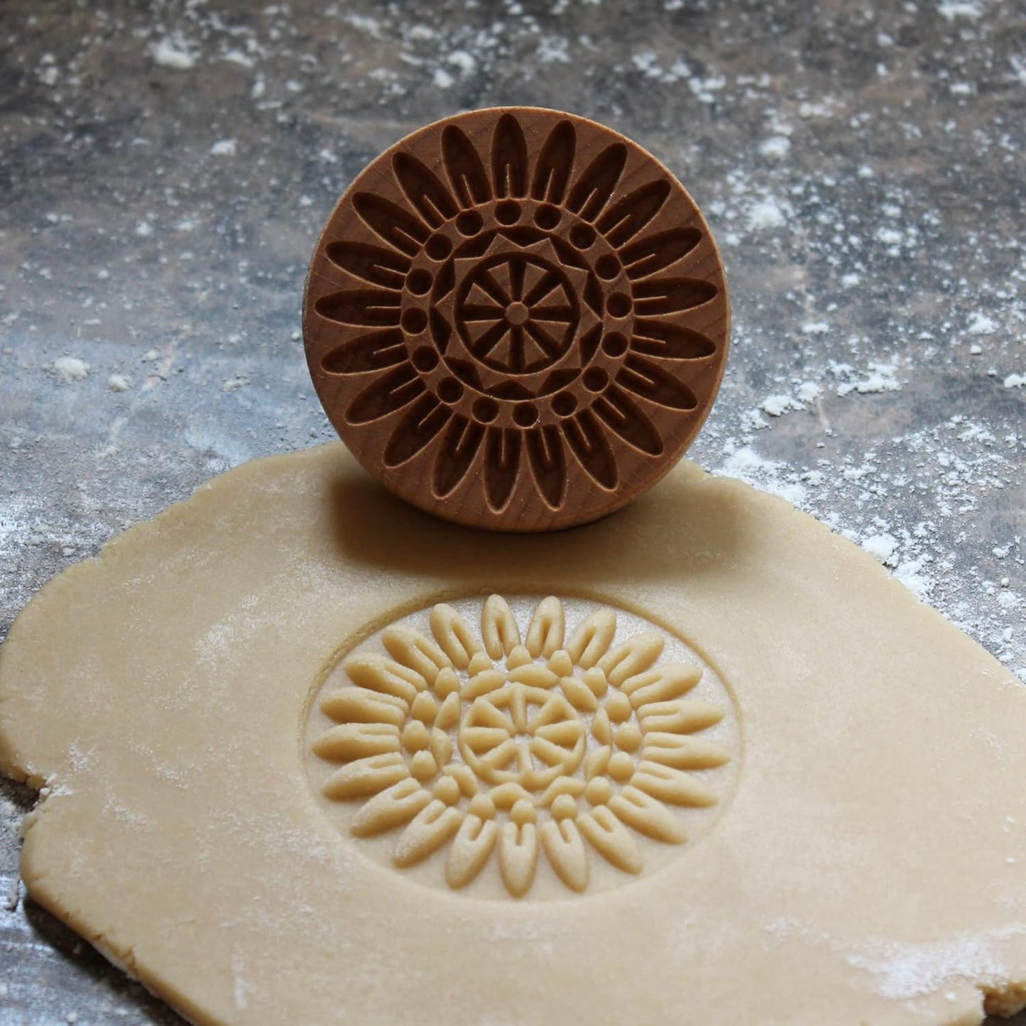 Wood Cookie Stamp, 2.5 Inch (Feather Mandala CS-047)