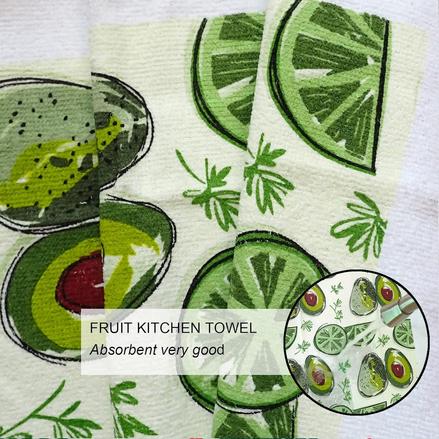 Oven Mitts and Potholders Dish Towles Set 100% Cotton for Perfect for Gifting, Baking and Everyday Cooking Durable Heat Resistant for Kitchen (5-Piece Lemon Avocado)
