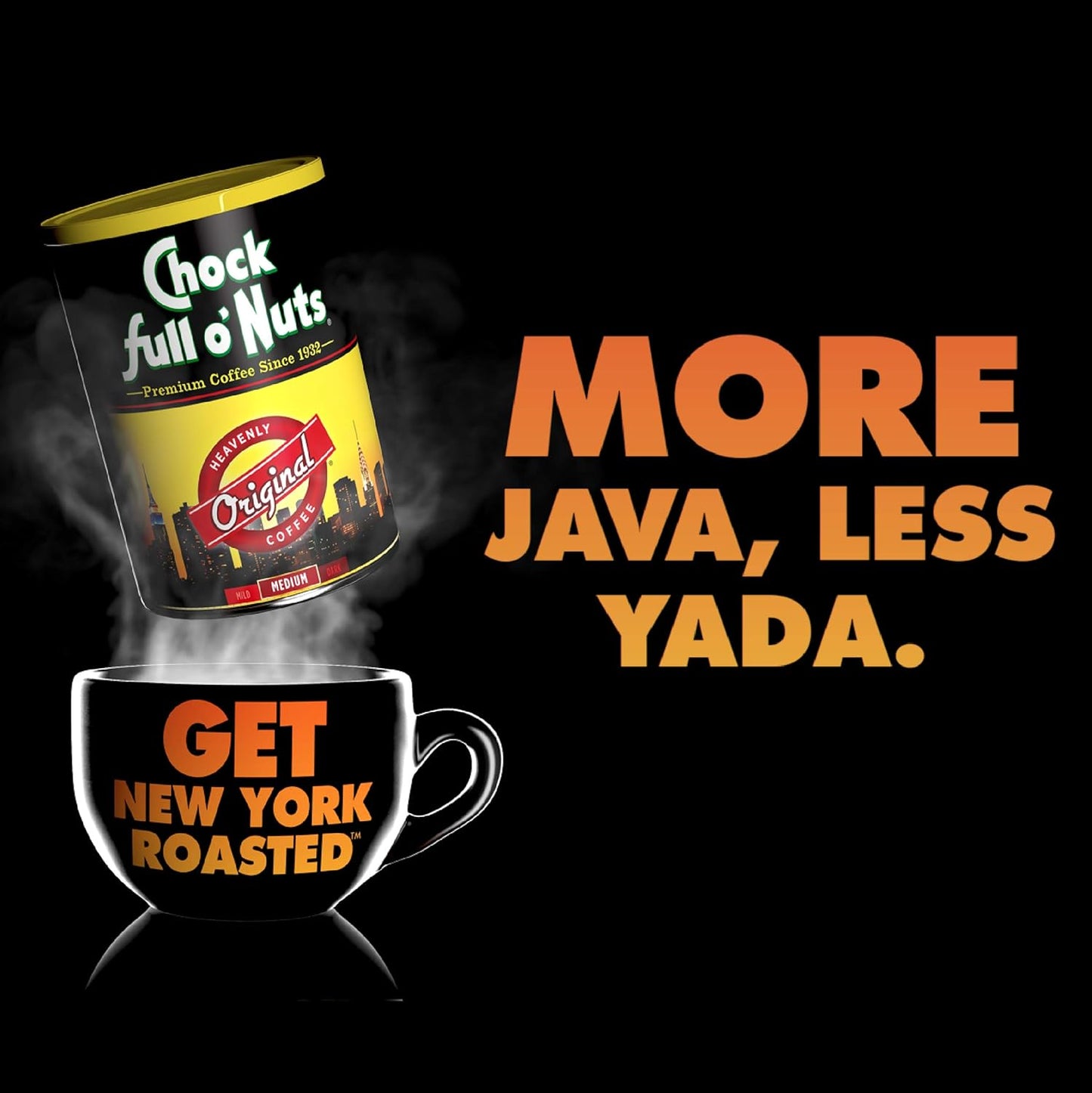 Chock full o’Nuts Heavenly Original Half Caffeine Ground Coffee – Premium Beans in Recyclable Steel Can – Rich Flavor & Aroma, Medium Roast – Perfect for Drip, Pour-Over, Percolator – 24 Oz Can