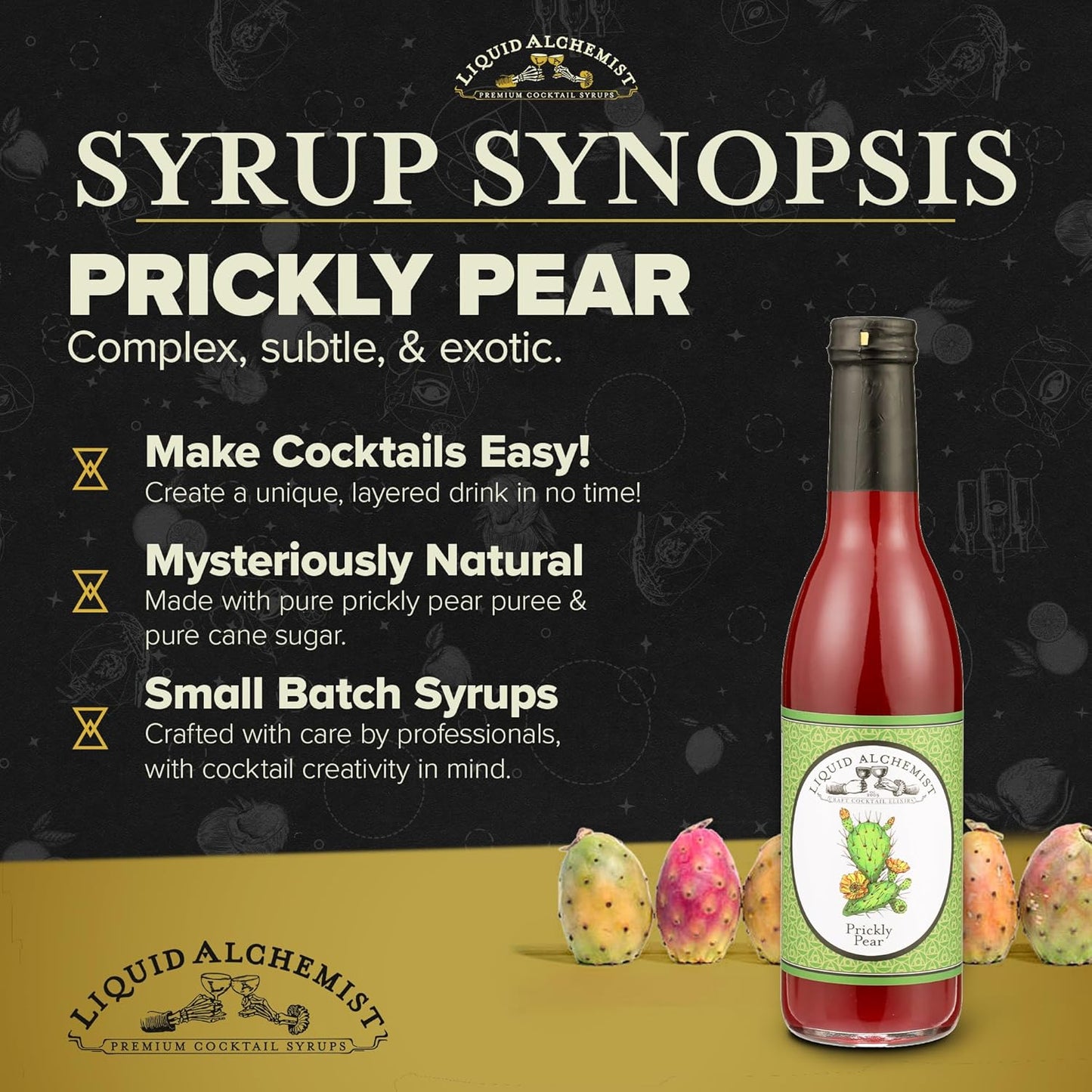 Liquid Alchemist Prickly Pear Syrup for Cocktails - Real Ingredients Make our Prickly Pear Puree a Perfect Margarita Mix - Our Vegan Drink Syrups are Non-GMO & Last up to 2 Years (12 oz)