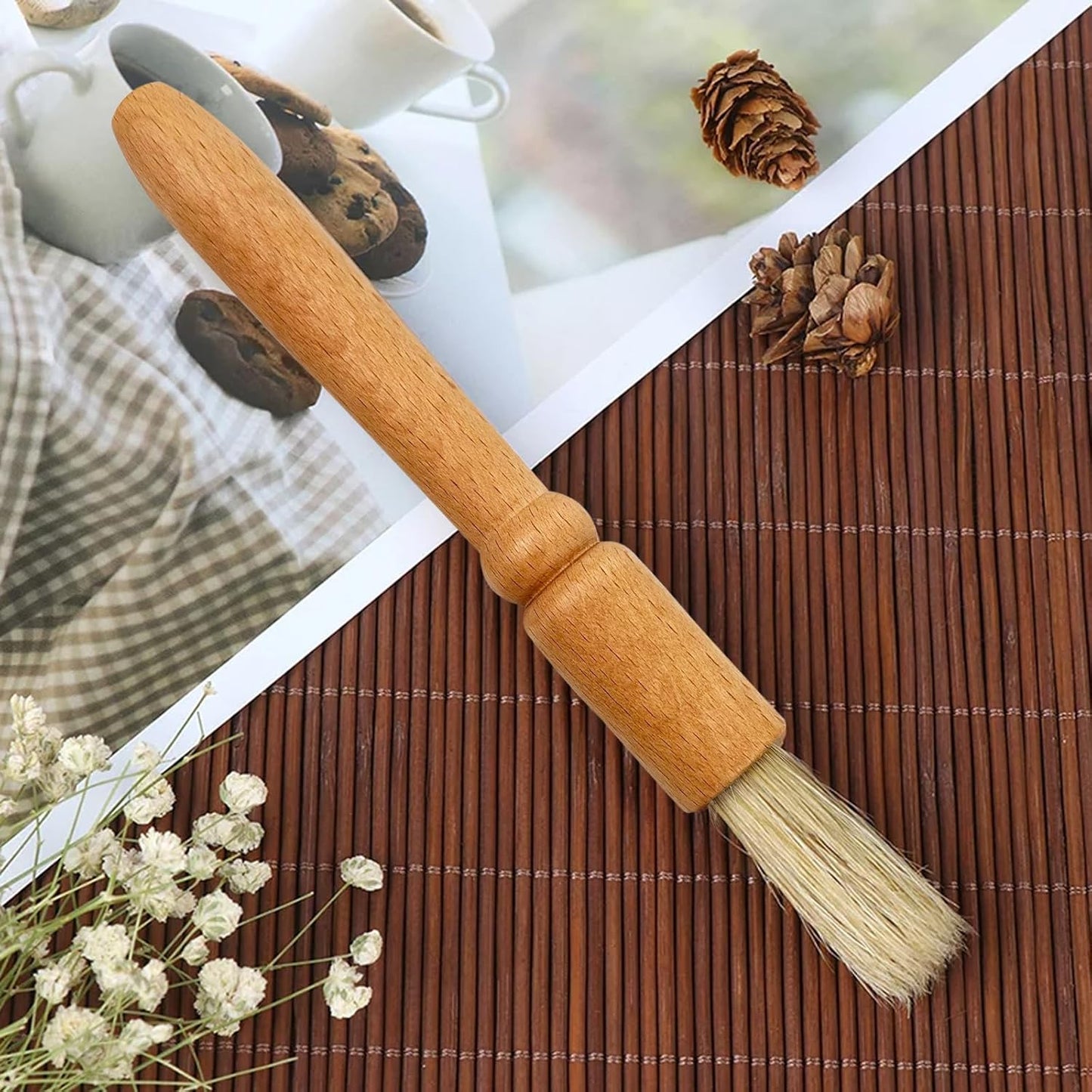 Coffee Brush Set with Wooden and Nylon Brushes for Coffee Machine Cleaning, Professional Espresso Brush Set with Nylon Espresso Brushes Wooden Coffee Grinder Cleaning Brushes