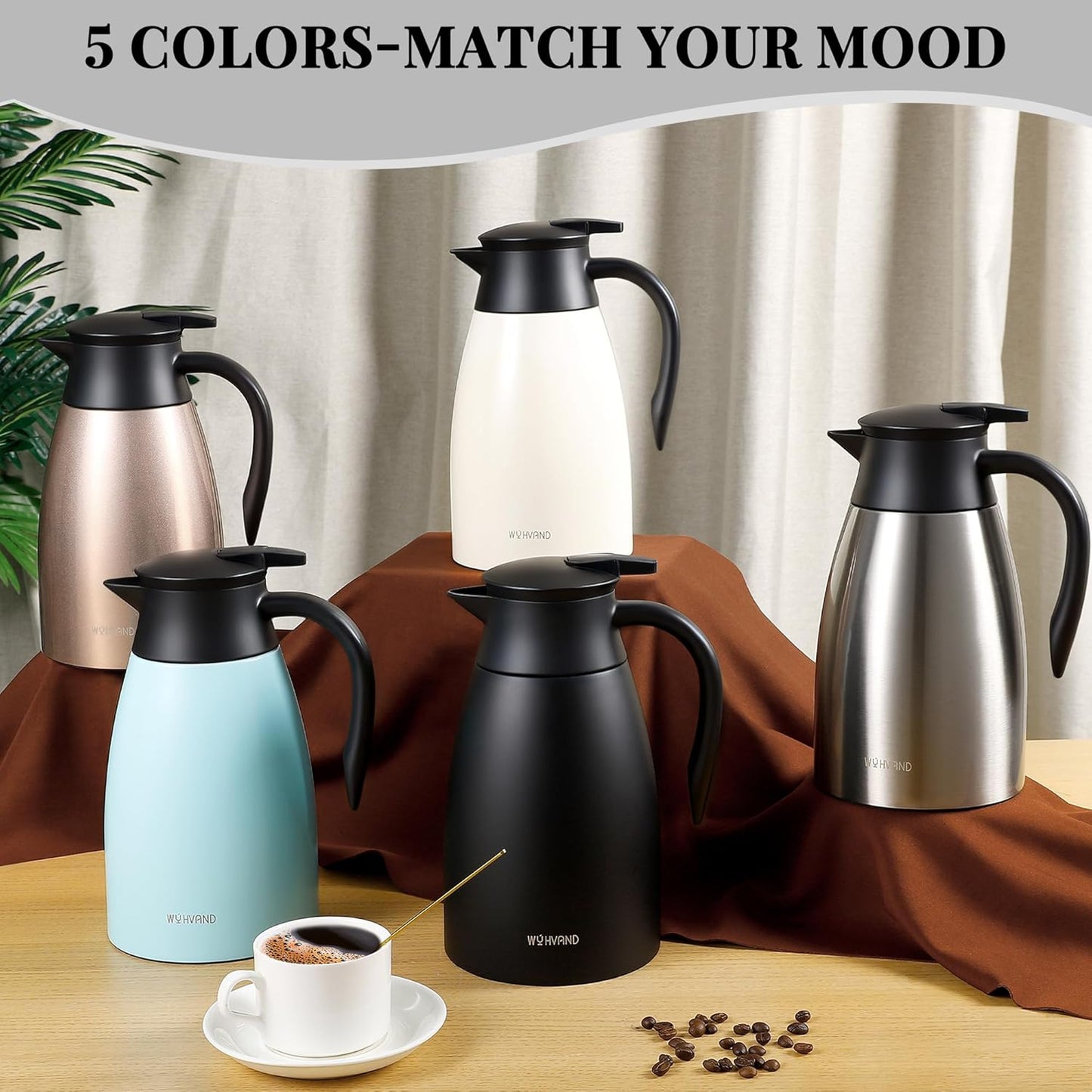 51 Oz Thermal Coffee Carafe, Stainless Steel Insulated Vacuum coffee crafts to keep coffee hot, 1.5 Liter Tea Water Coffee and Beverage Dispenser (Black)